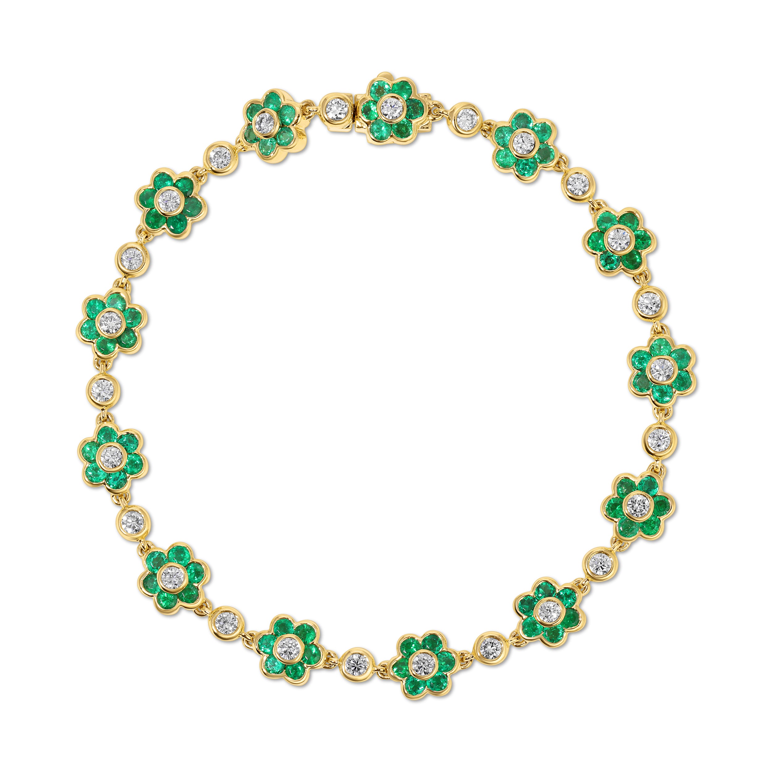 SMALL EMERALD AND DIAMOND FLORA BRACELET