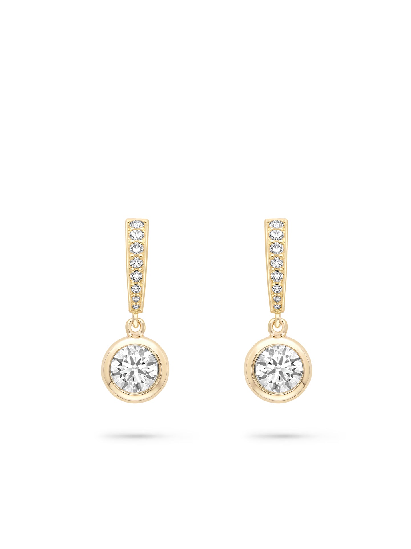 Classic Yellow Gold Diamond Drop Earrings