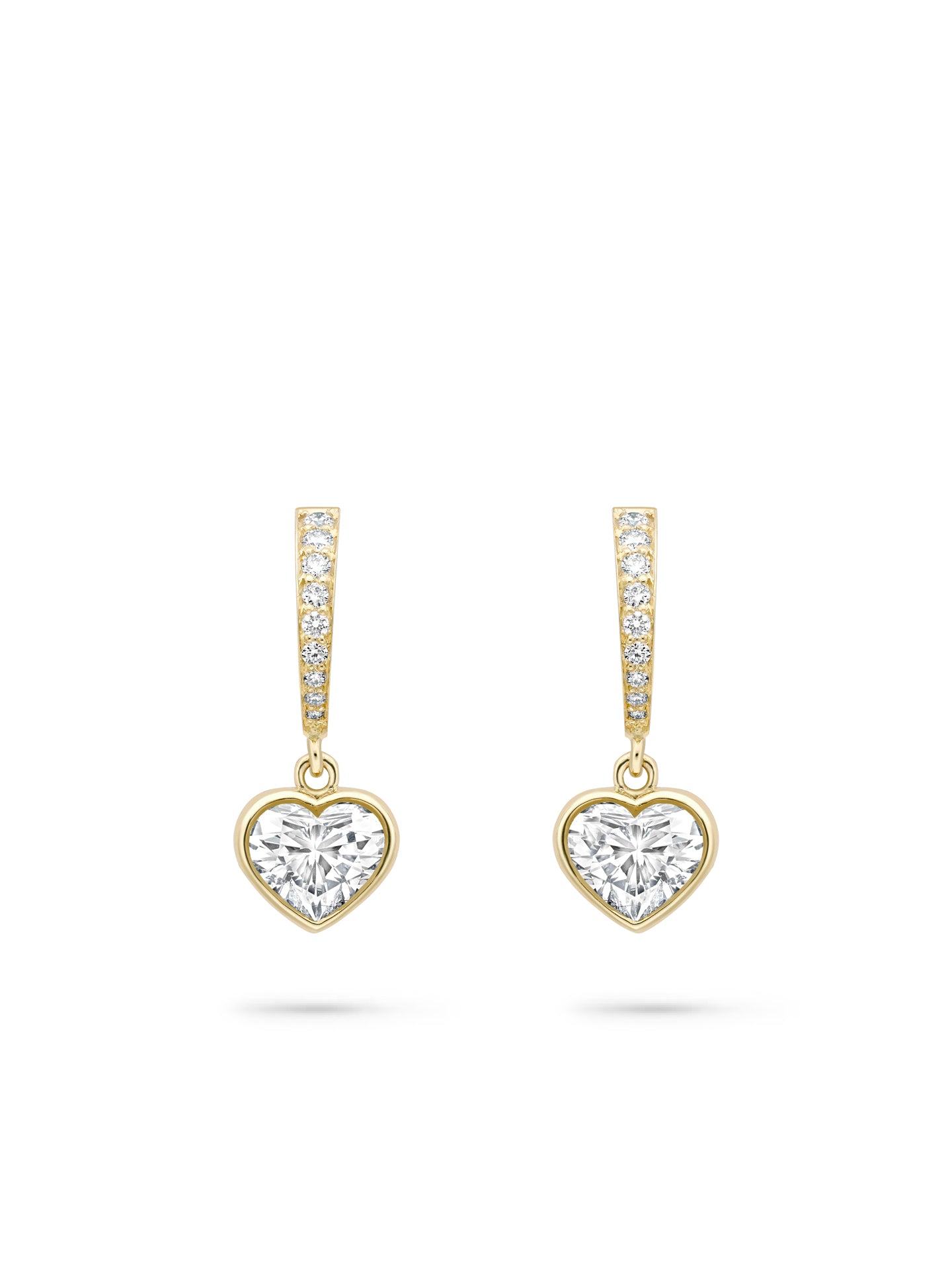 Classic Yellow Gold Heart Diamond Drop Earrings