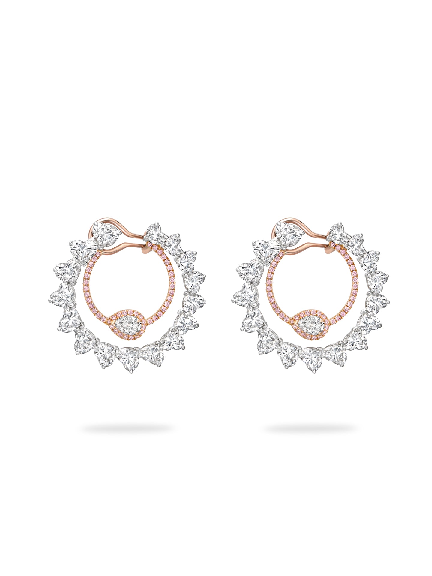Firework Pink Diamond Platinum and Rose Gold Earrings