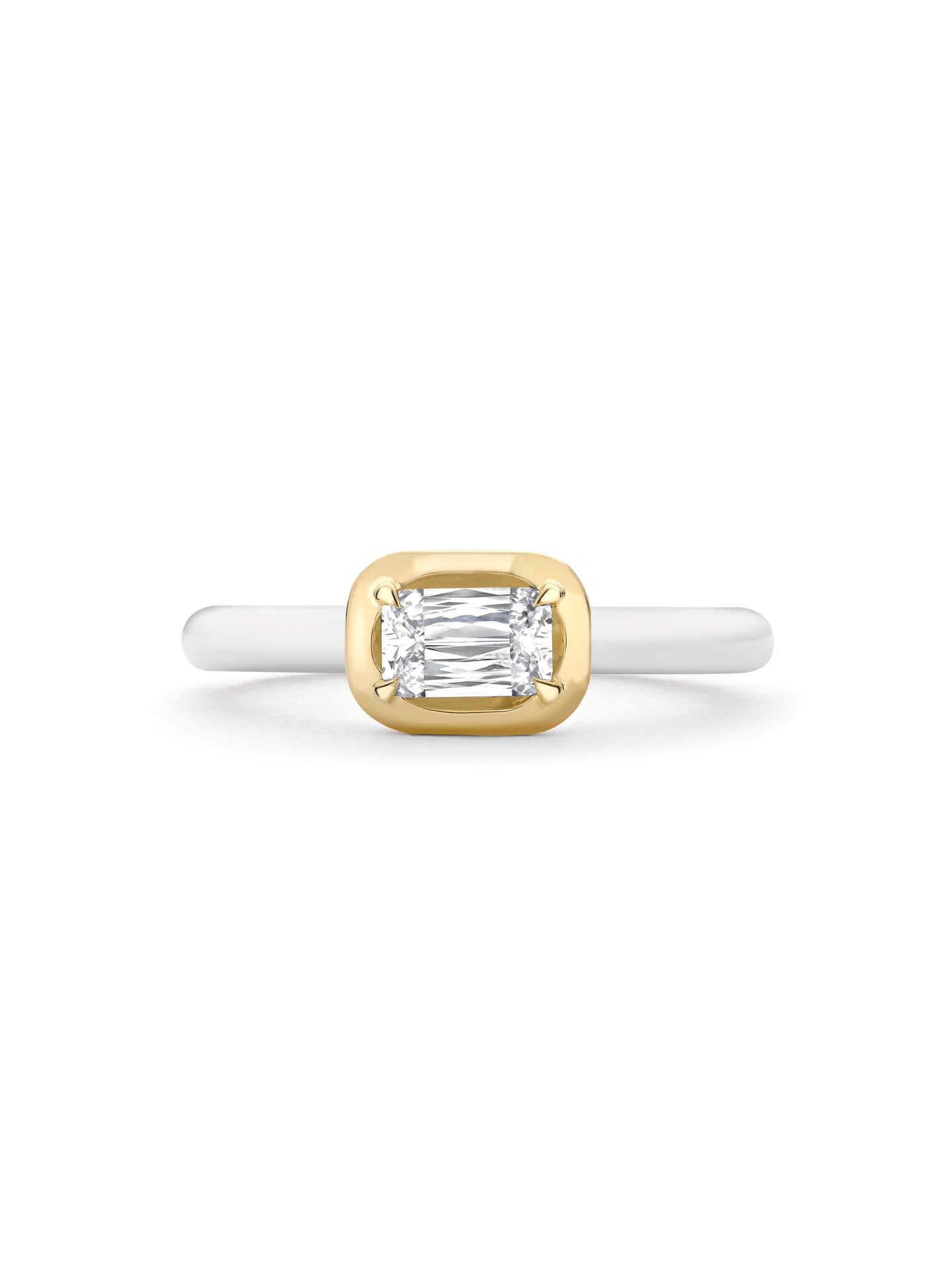Florentine Ashoka White Enamel Yellow Gold Ring 5 Florentine Ashoka White Enamel Yellow Gold Ring
