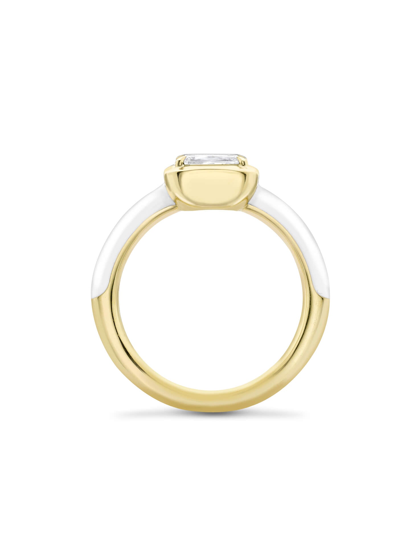 Florentine Ashoka White Enamel Yellow Gold Ring 6 Florentine Ashoka White Enamel Yellow Gold Ring