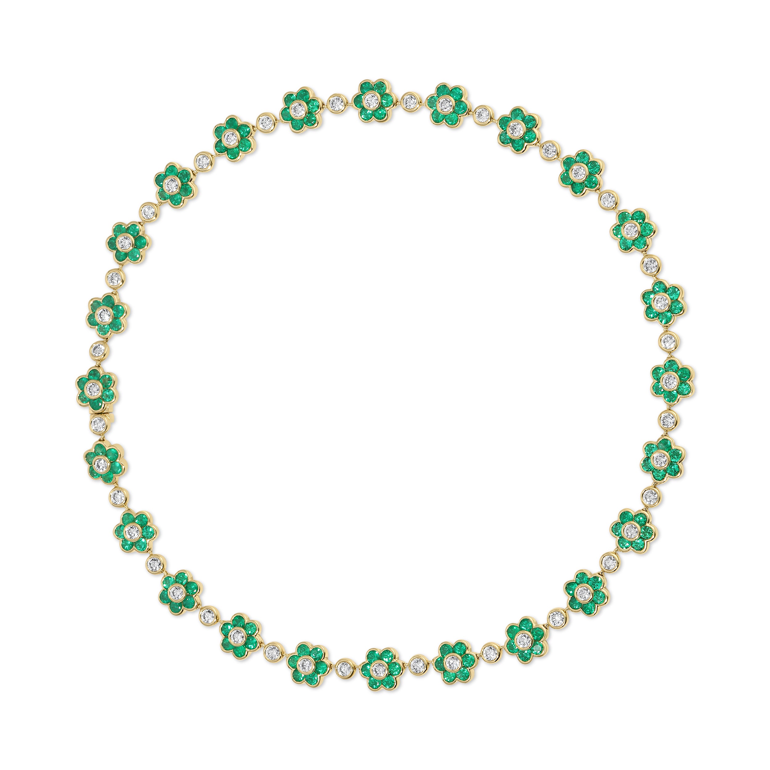 COLOMBIAN EMERALD AND DIAMOND FLORA CHOKER