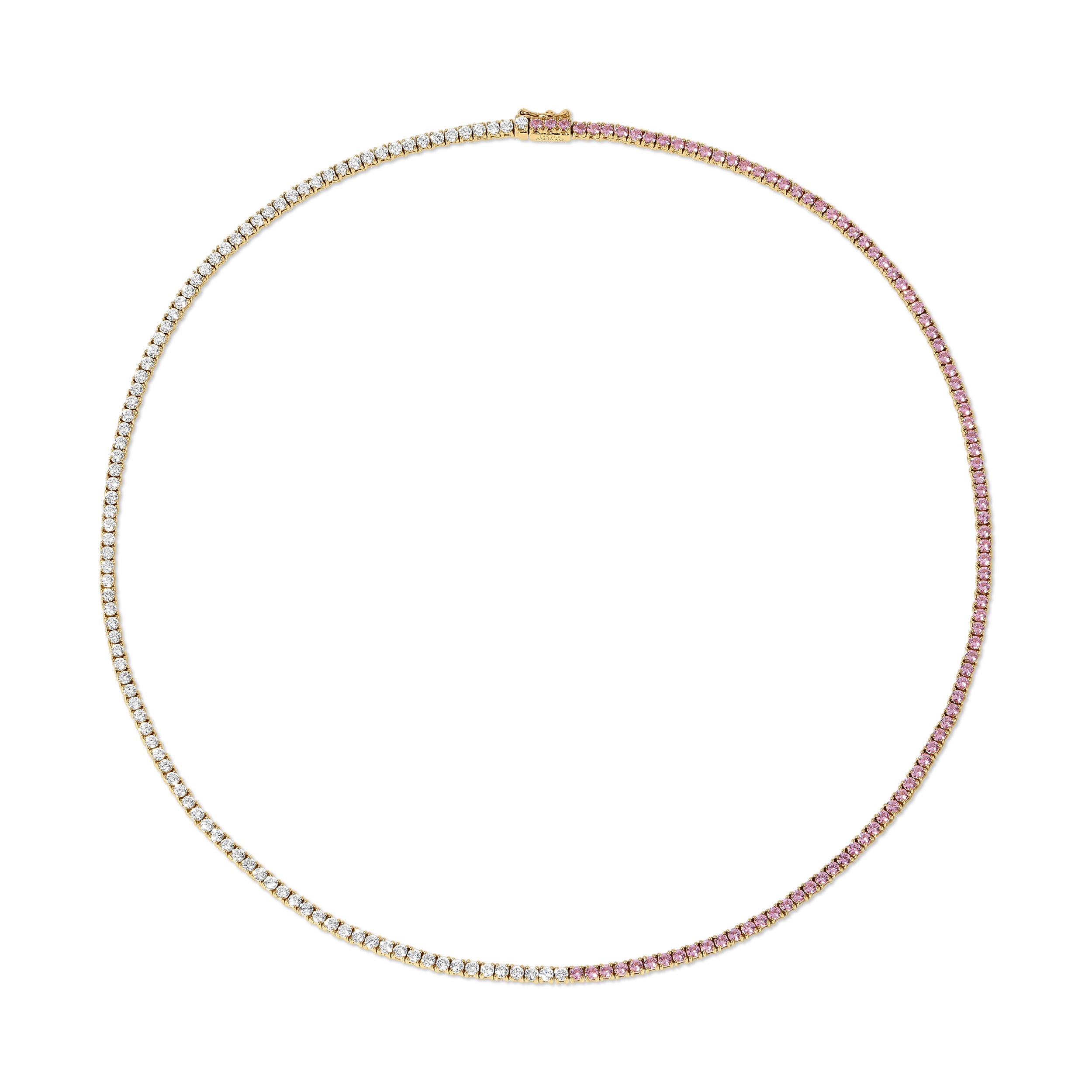 DIAMOND AND PINK SAPPHIRE HEPBURN CHOKER 16"