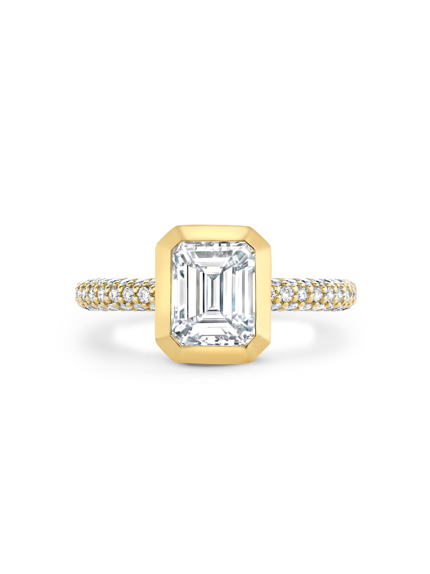 Florentine Emerald Cut Diamond Yellow Gold Ring 4 Florentine Emerald Cut Diamond Yellow Gold Ring