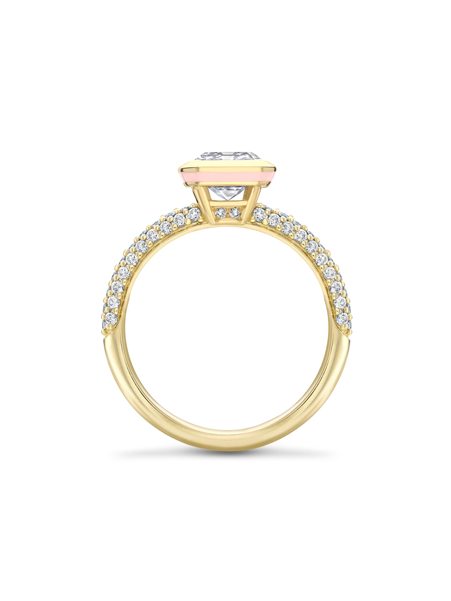 Florentine Emerald Cut Diamond Yellow Gold Ring 5 Florentine Emerald Cut Diamond Yellow Gold Ring