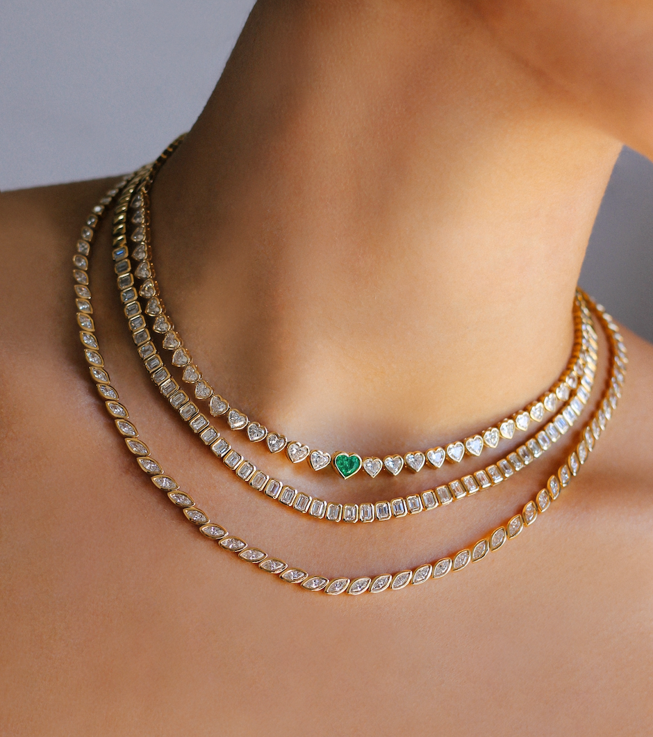 GRADUATED BEZEL MARQUISE DIAMOND CHOKER 5 GRADUATED BEZEL MARQUISE DIAMOND CHOKER