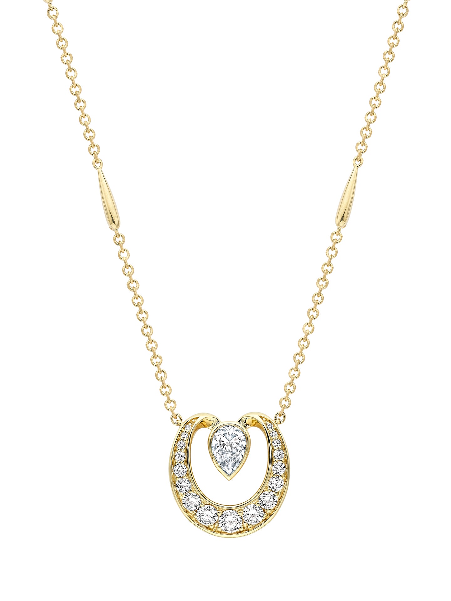 Lucky Yellow Gold Diamond Horseshoe Pendant