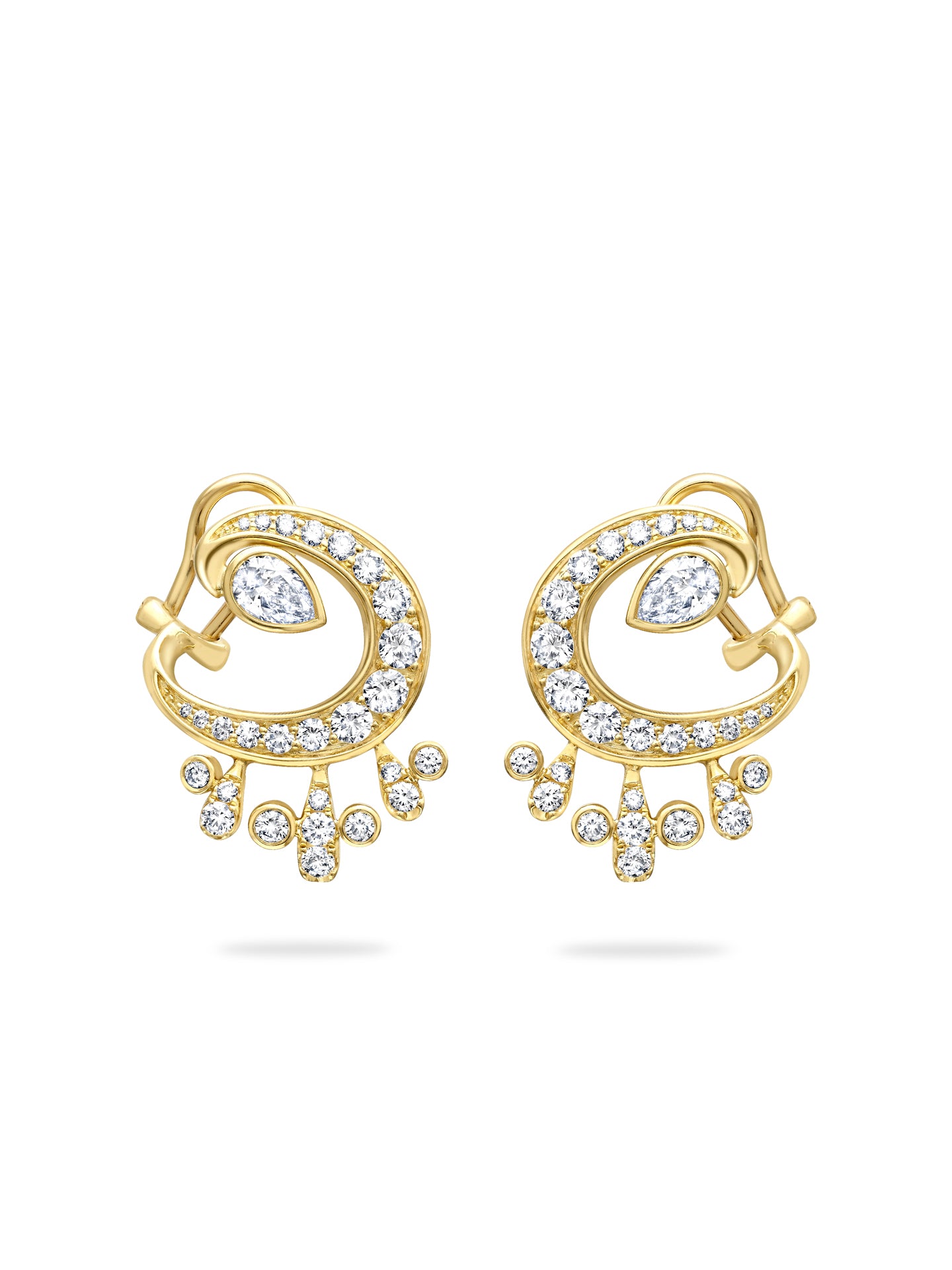 Lucky Yellow Gold Diamond Horseshoe Splash Earrings