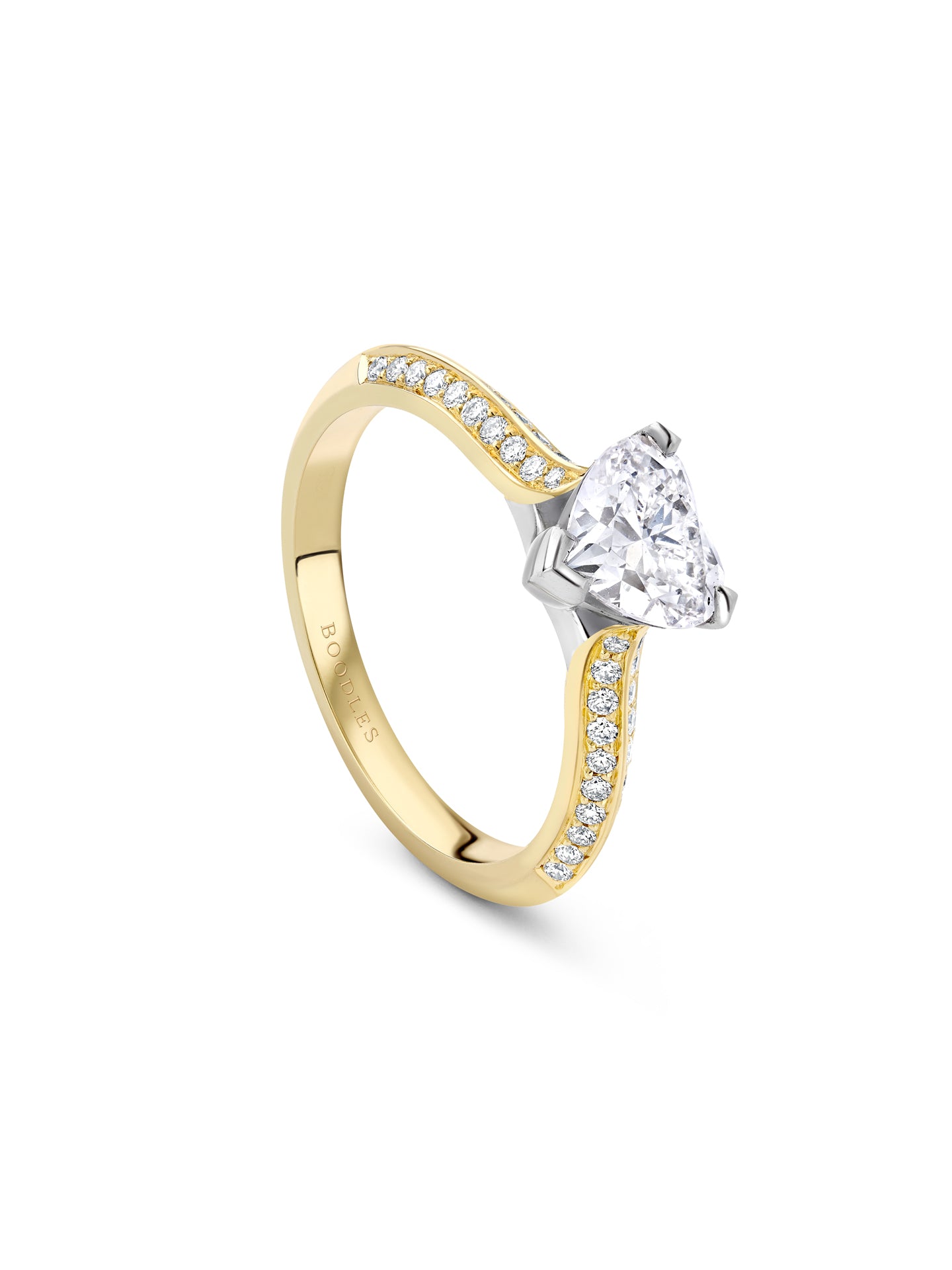 Petal Heart Yellow Gold Diamond Engagement Ring