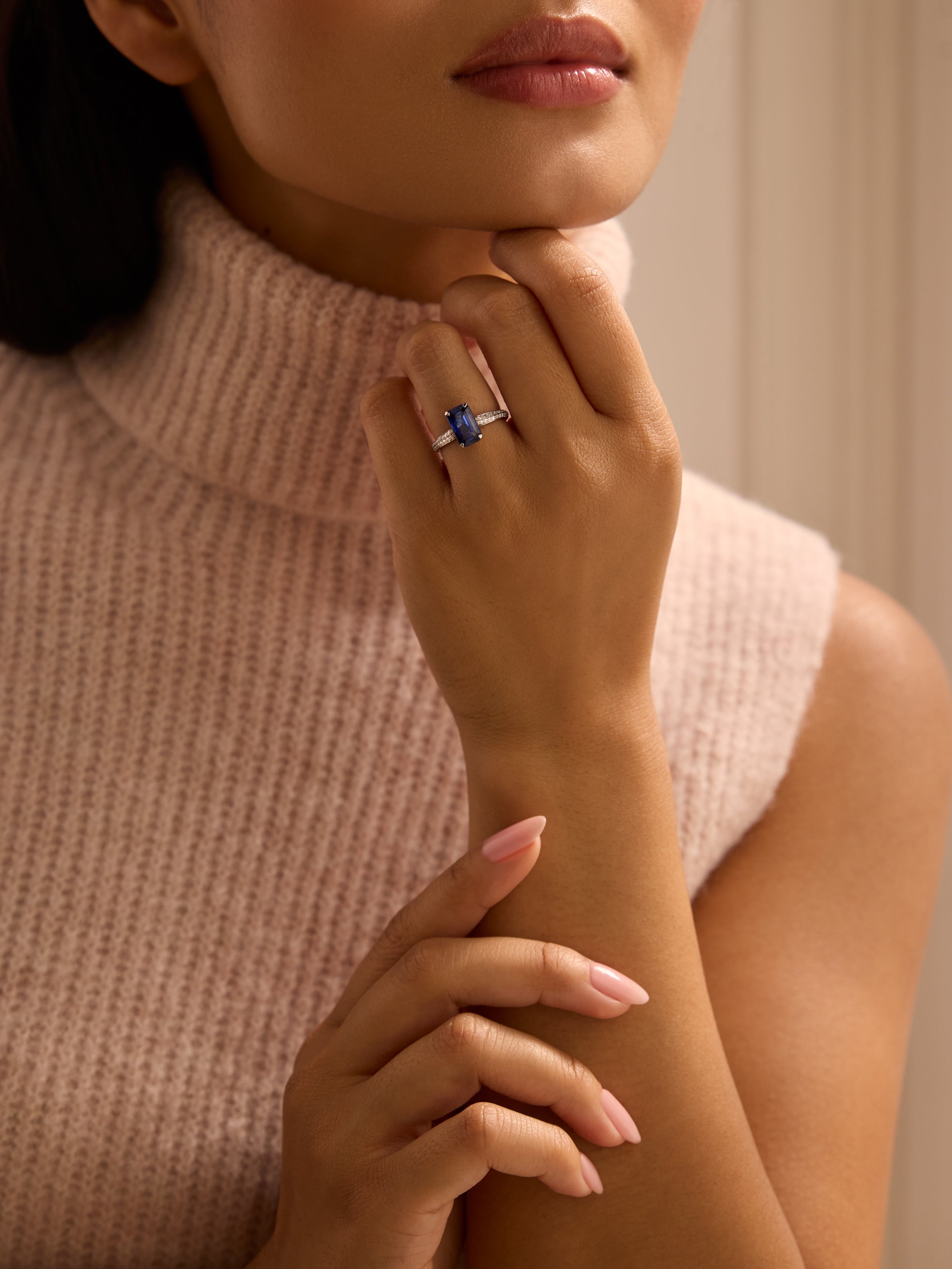 Petal Octagonal Sapphire Platinum Ring 3 Petal Octagonal Sapphire Platinum Ring