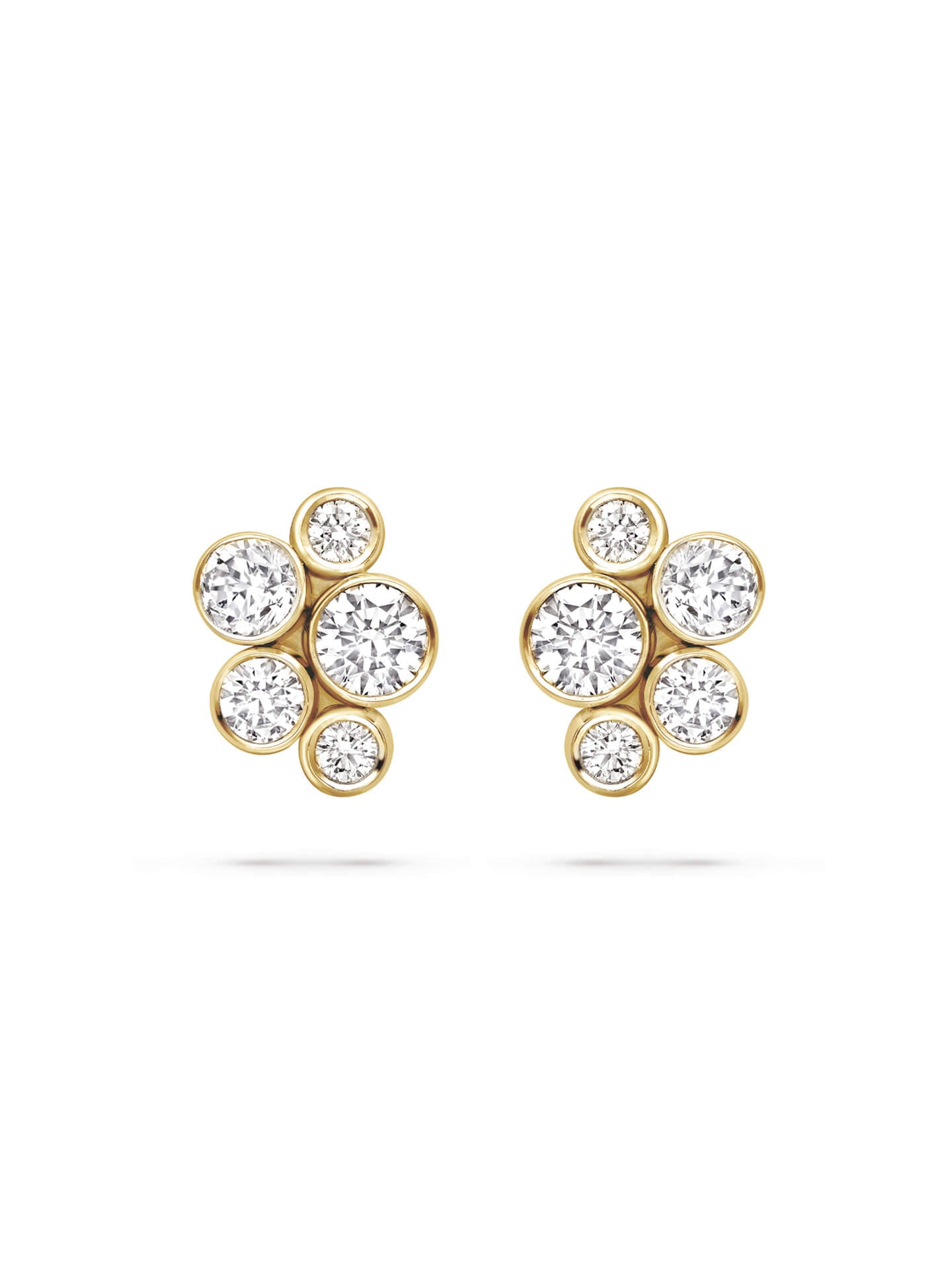 Raindance Classic Cluster Yellow Gold Stud Earrings
