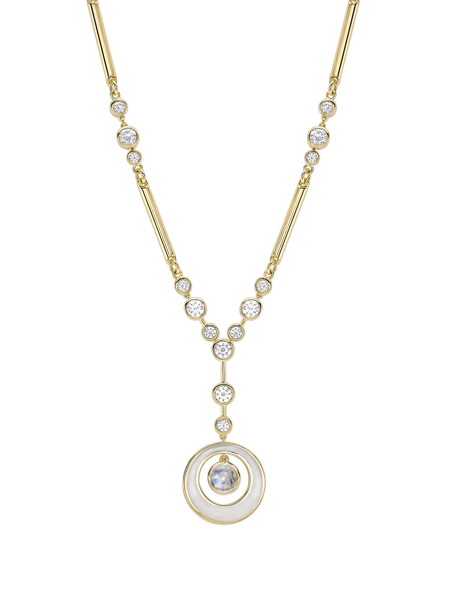 Raindance Diamond Moonstone Enamel Yellow Gold Pendant