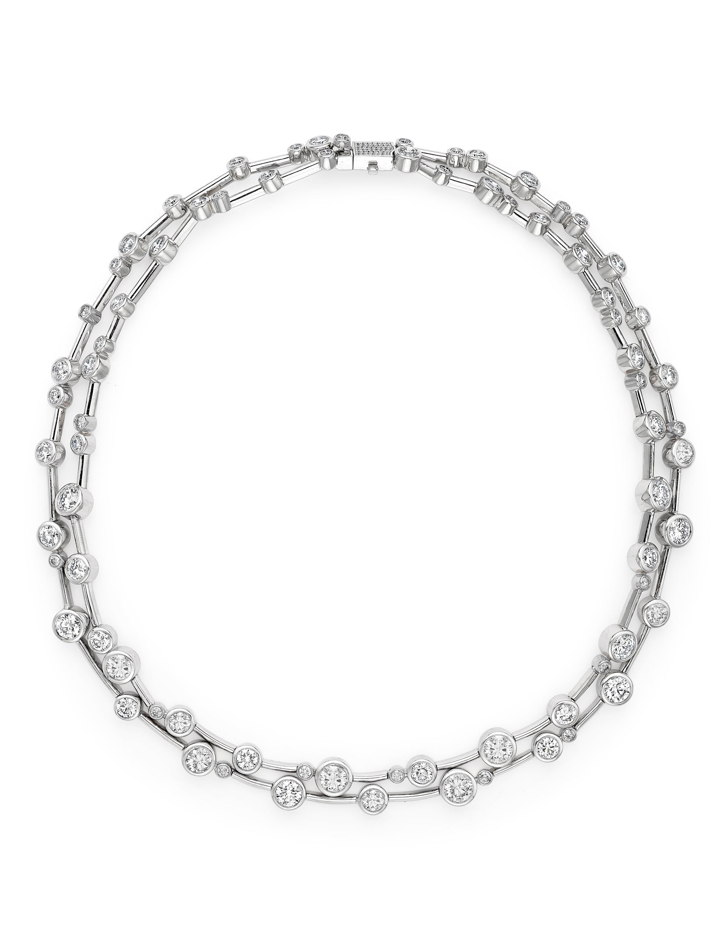 Raindance Large Two-Row Platinum Diamond Necklace