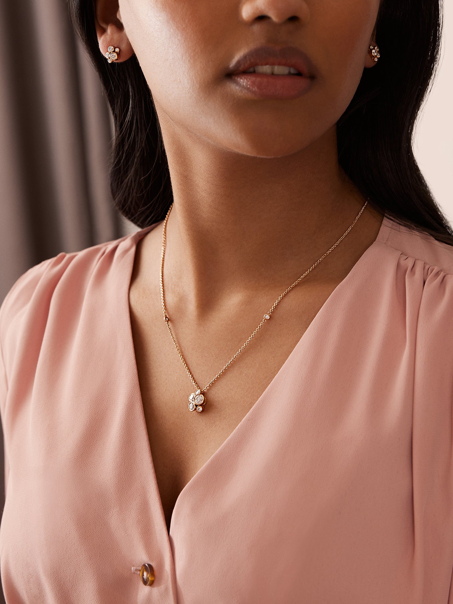 Raindance Rose Gold Cluster Pendant and Earrings Set 3 Raindance Rose Gold Cluster Pendant and Earrings Set