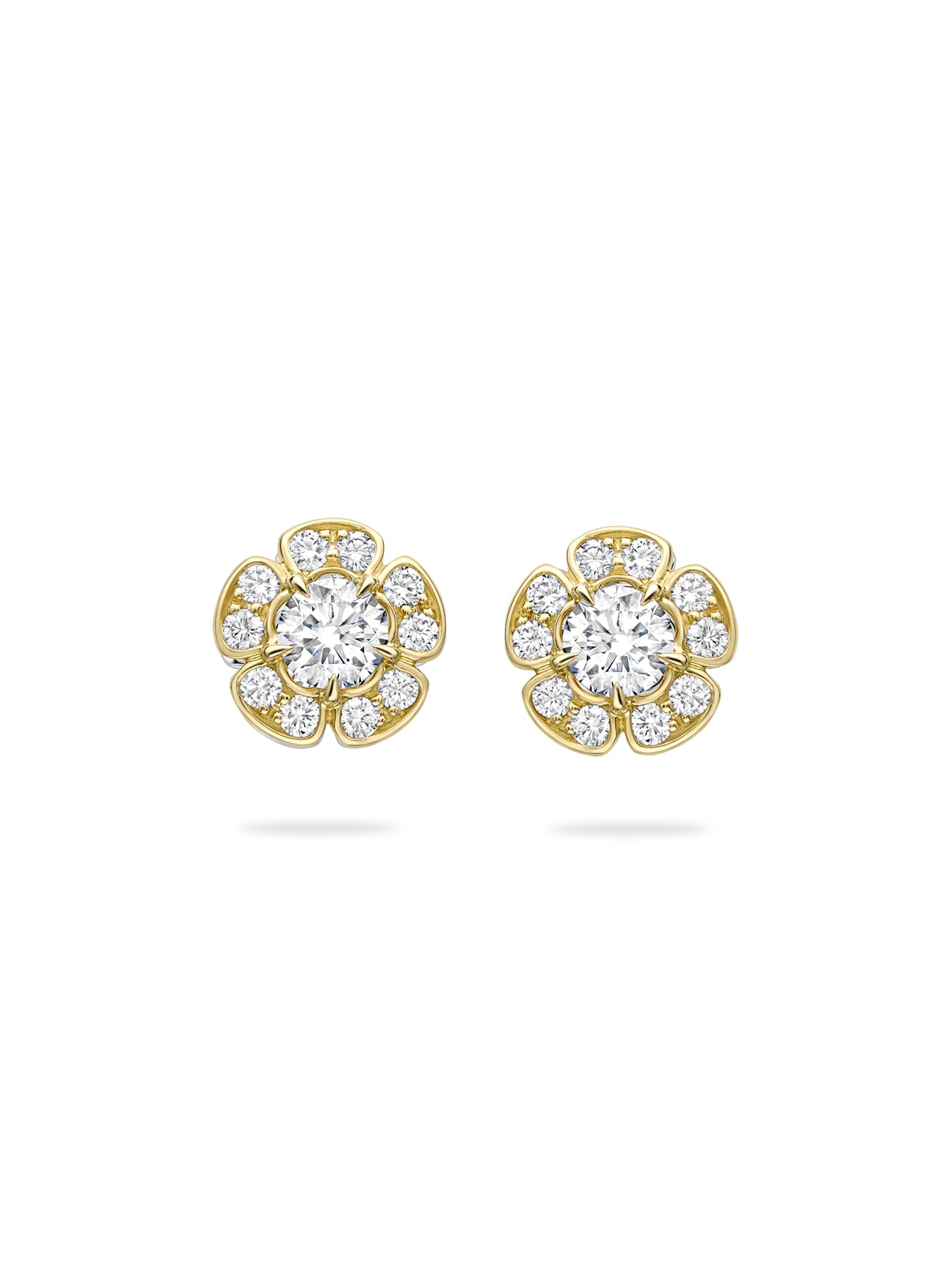 Secret Garden Walled Garden Diamond Stud Yellow Gold Earrings