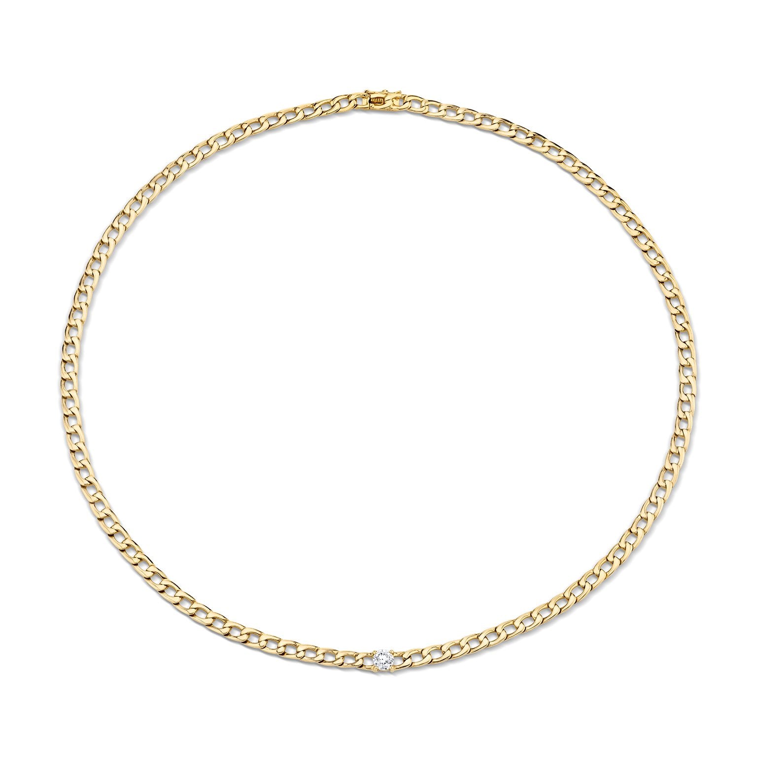 CHAIN LINK CHOKER WITH ROUND DIAMOND CENTER