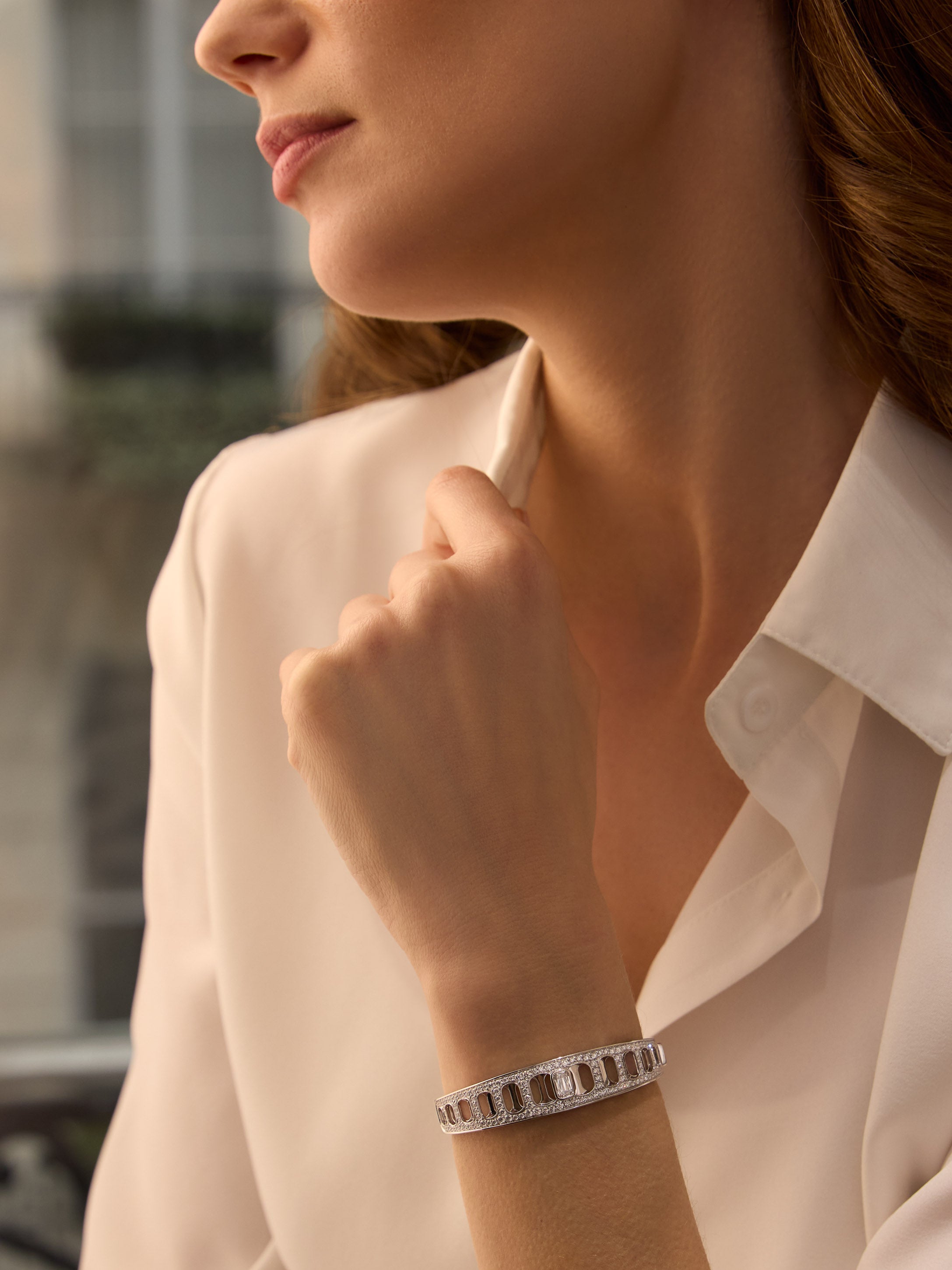The National Gallery Perspective Platinum Bangle - Luxury Designer Jewelry