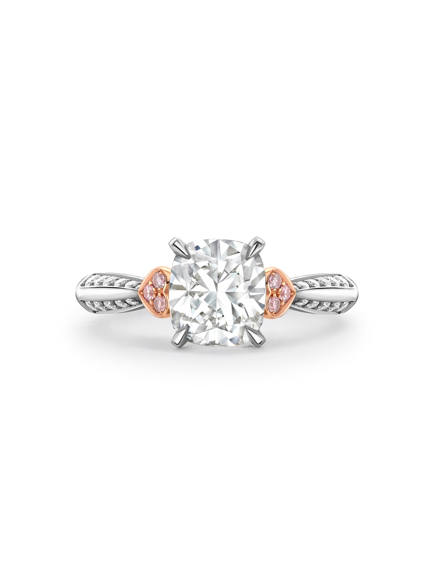 Trilogy Diavik Cushion Diamond Pink Diamond Shoulders Platinum Ring 4 Trilogy Diavik Cushion Diamond Pink Diamond Shoulders Platinum Ring