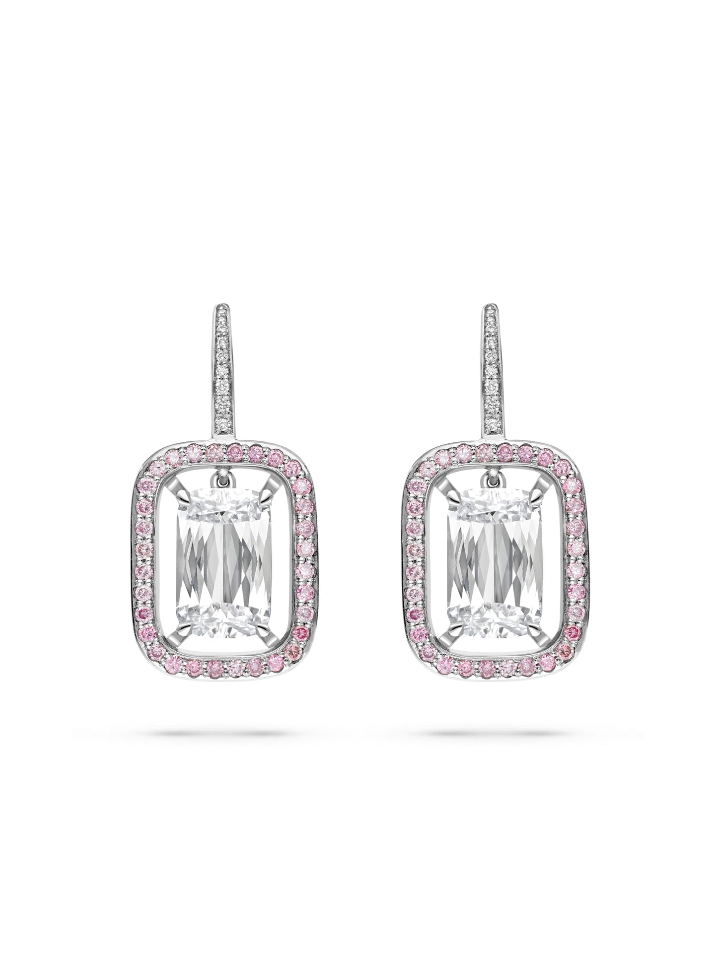 Vintage Ashoka Pink and White Diamond Earrings