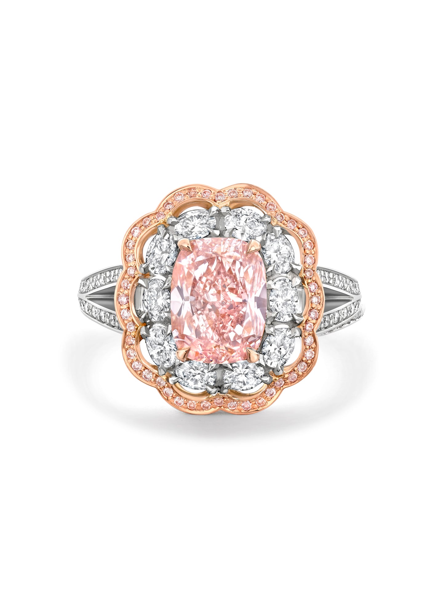 Vintage Cushion Pink Diamond Ring 4 Vintage Cushion Pink Diamond Ring