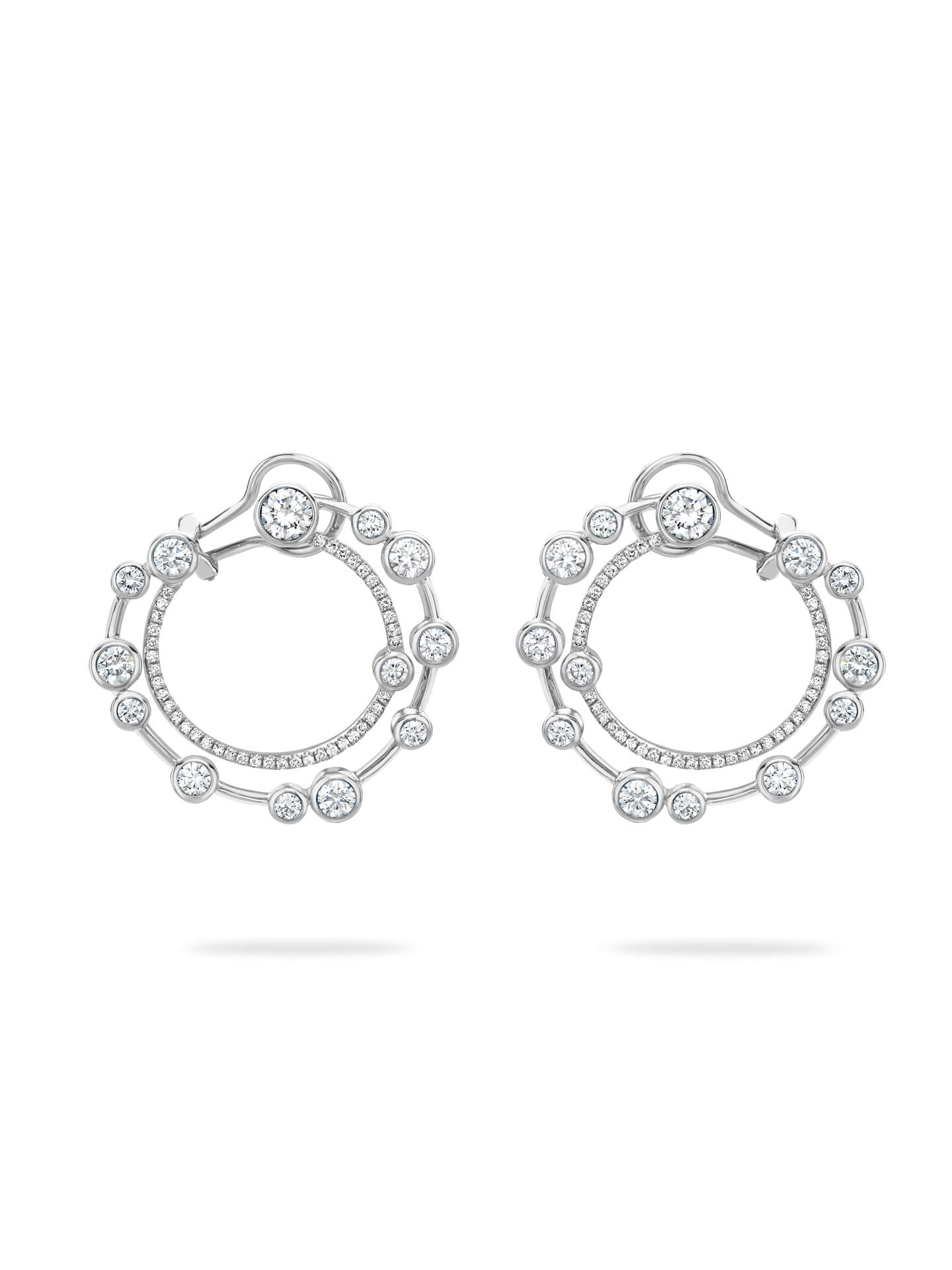 Waterfall Large Diamond Platinum Hoop Earrings