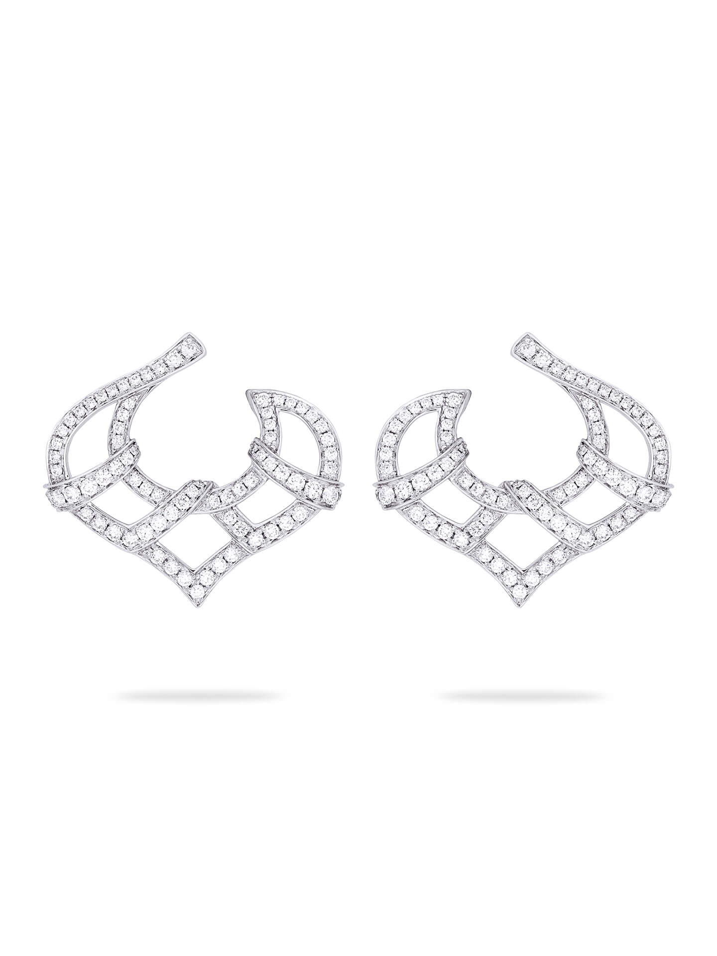 Woodland Pavé Diamond Platinum Earrings
