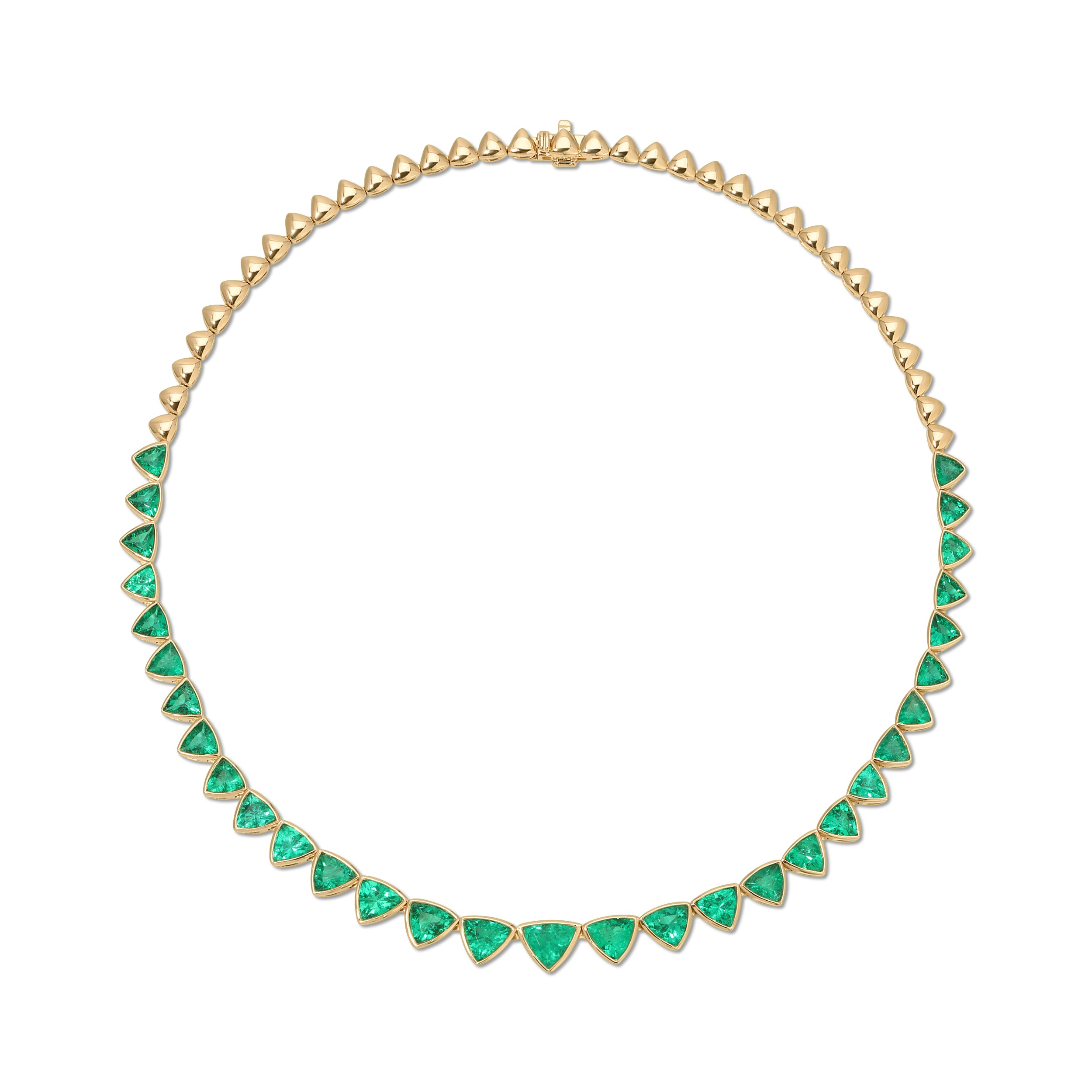 BEZELED TRILLION CUT EMERALD CHOKER