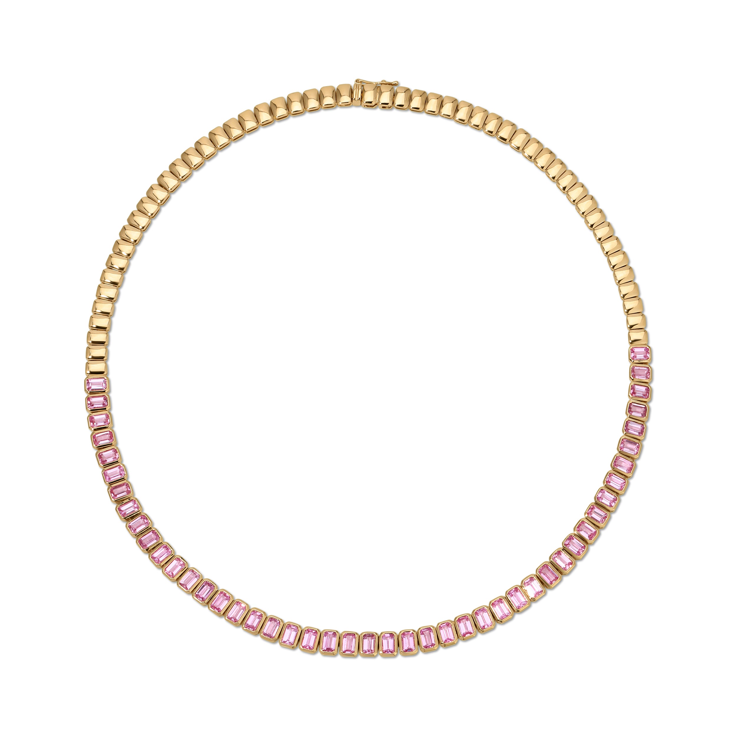 EMERALD CUT BEZEL PINK SAPPHIRE CHOKER