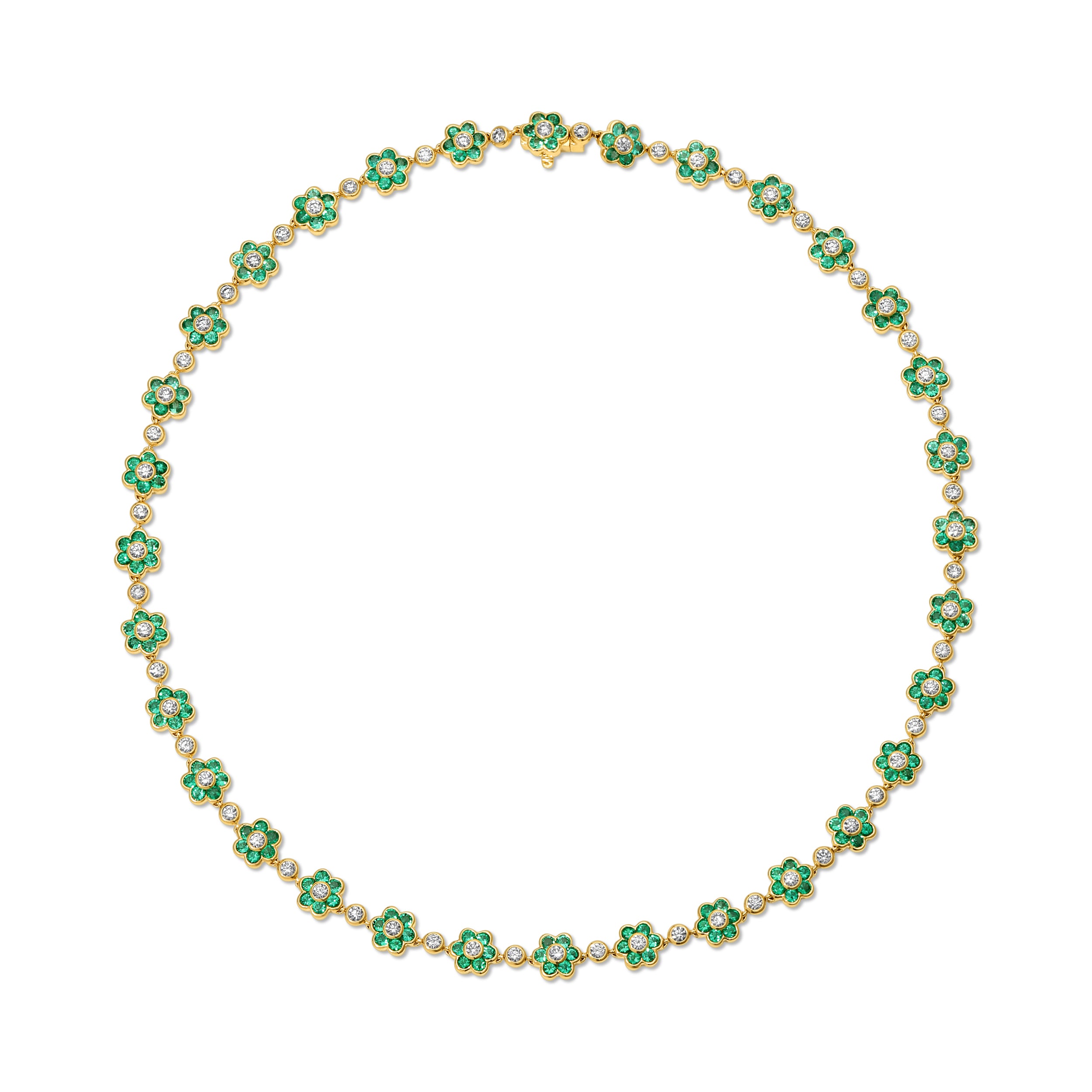 SMALL EMERALD AND DIAMOND FLORA CHOKER