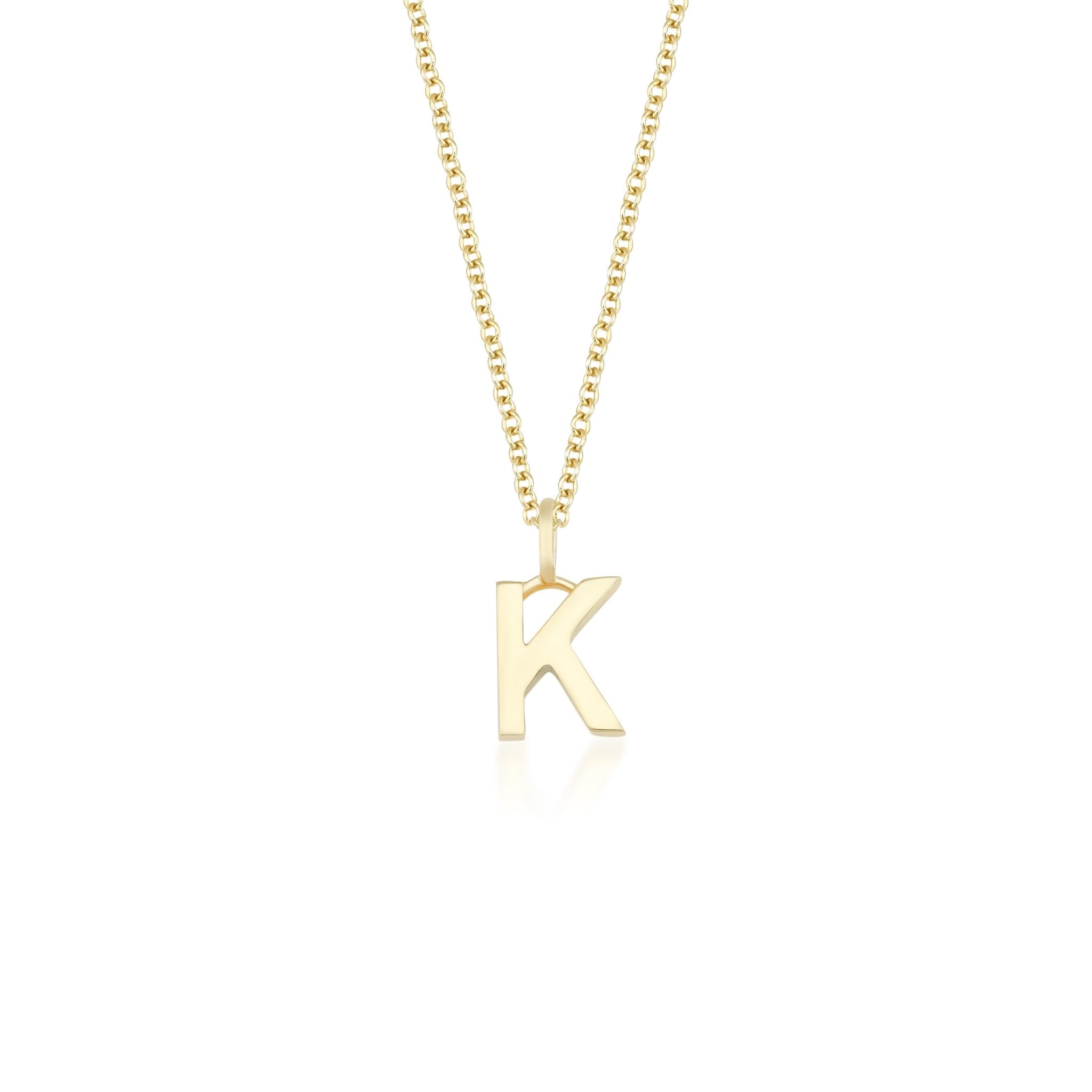 14K Solid Yellow Gold Initial Necklace, Letter K Necklace 5 14K Solid Yellow Gold Initial Necklace, Letter K Necklace