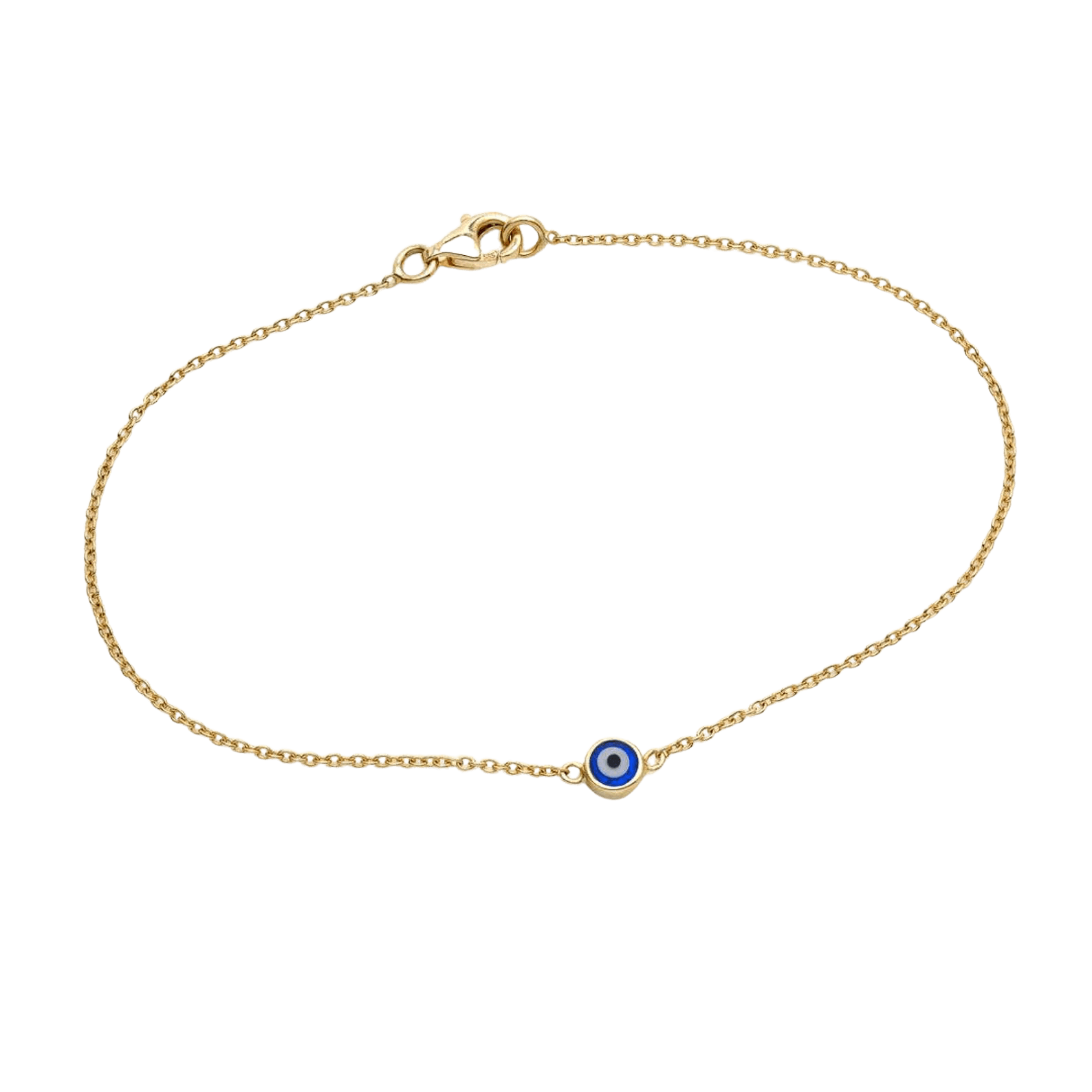 14K Solid Yellow Gold Minimalist Evil Eye Bracelet
