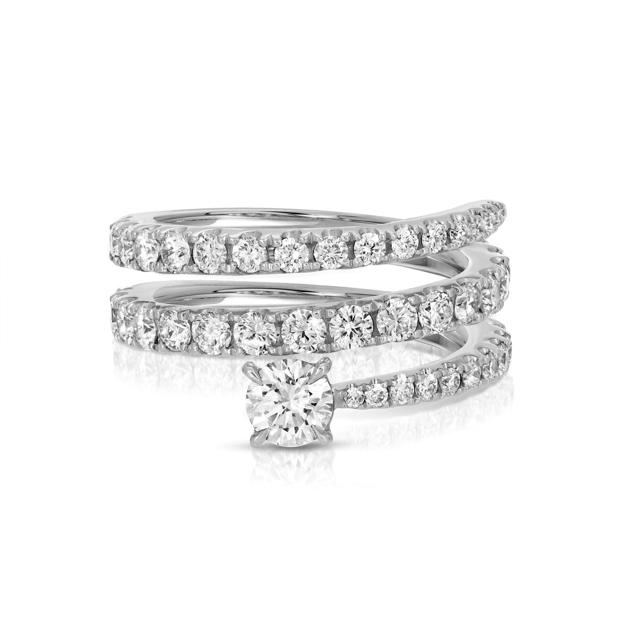 DIAMOND COIL RING WITH ROUND DIAMOND POINT