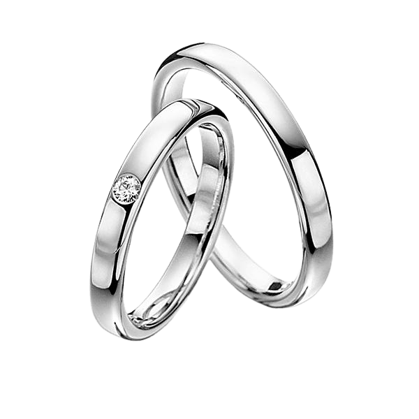 10K 14K 18K White Gold His and Hers Wedding Bands