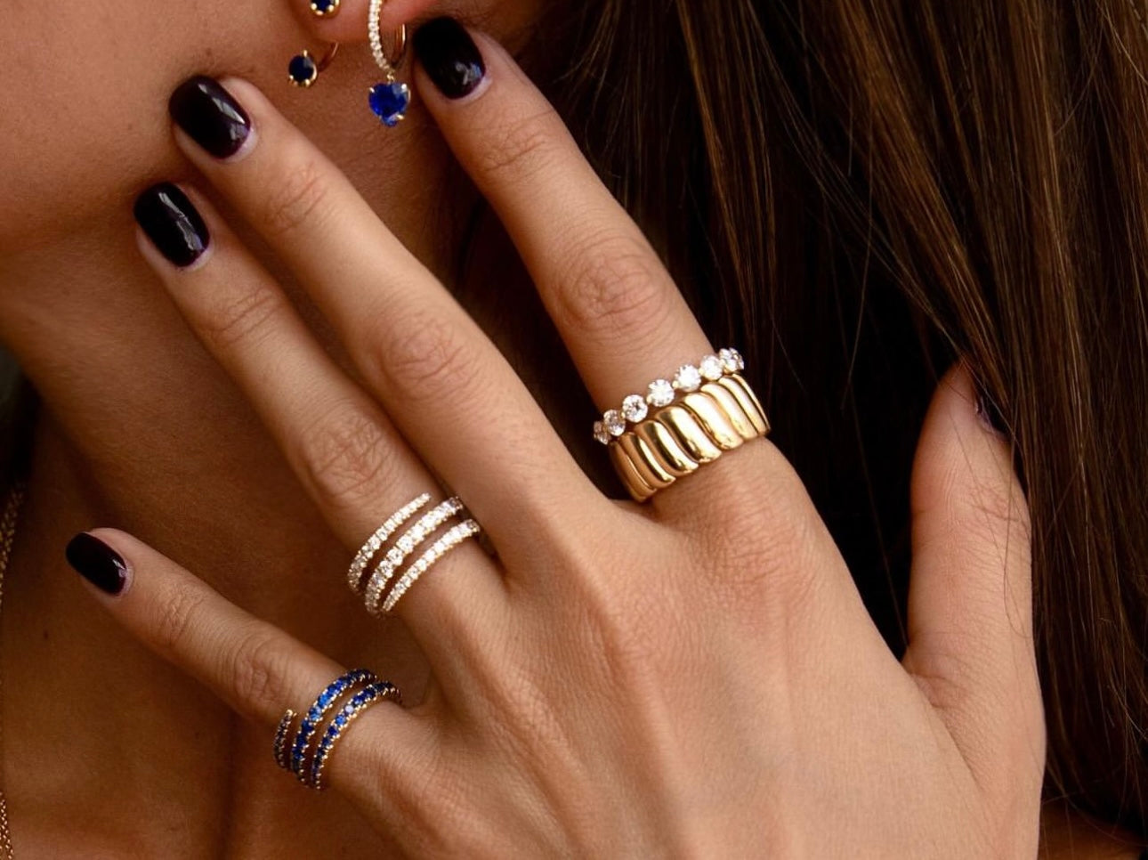 BLUE SAPPHIRE PINKY COIL RING 3 BLUE SAPPHIRE PINKY COIL RING