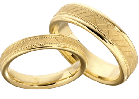 10K 14K 18K Yellow Gold His and Hers Matching Wedding Bands