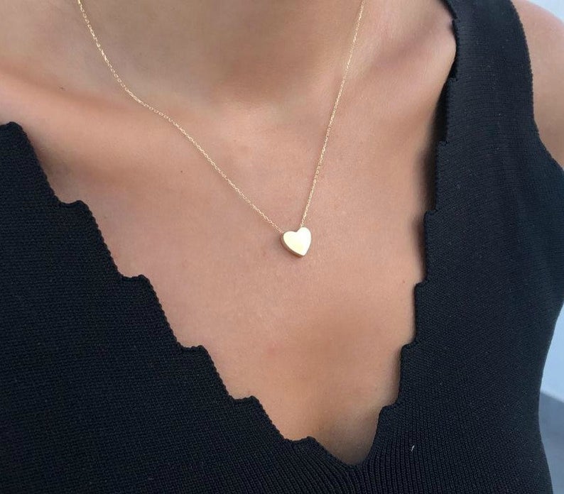 14K Yellow Gold Heart Necklace