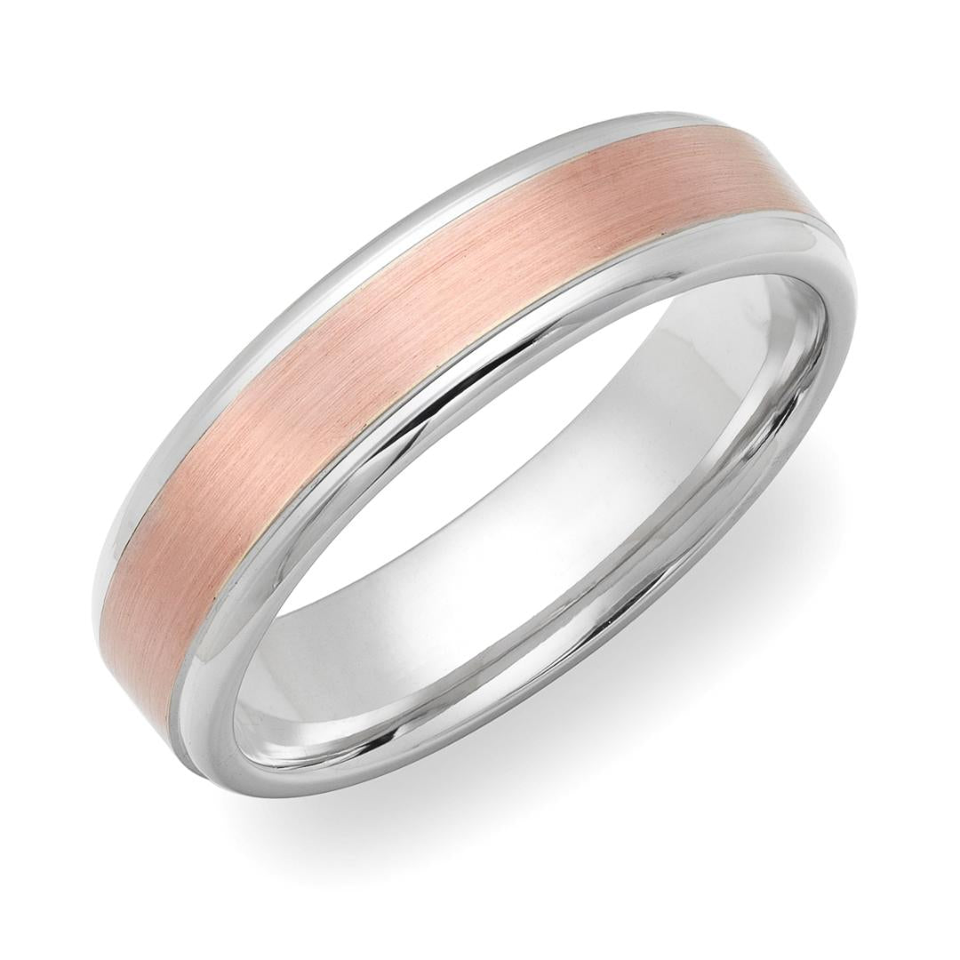 14K Solid White and Rose Gold Wedding Bands