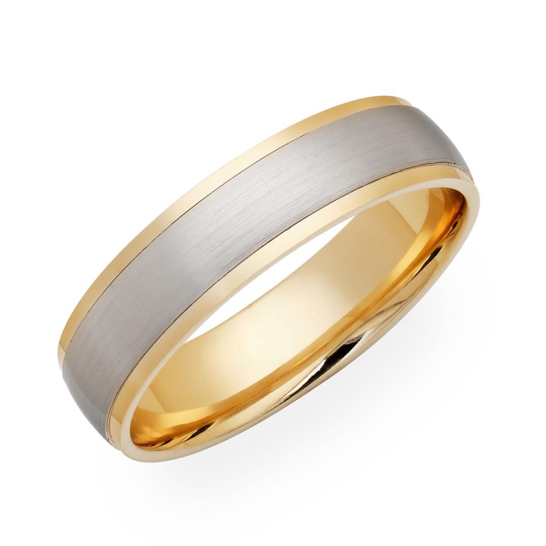 6mm 10K 14K 18K Solid White and Yellow Gold Mens Wedding Rings