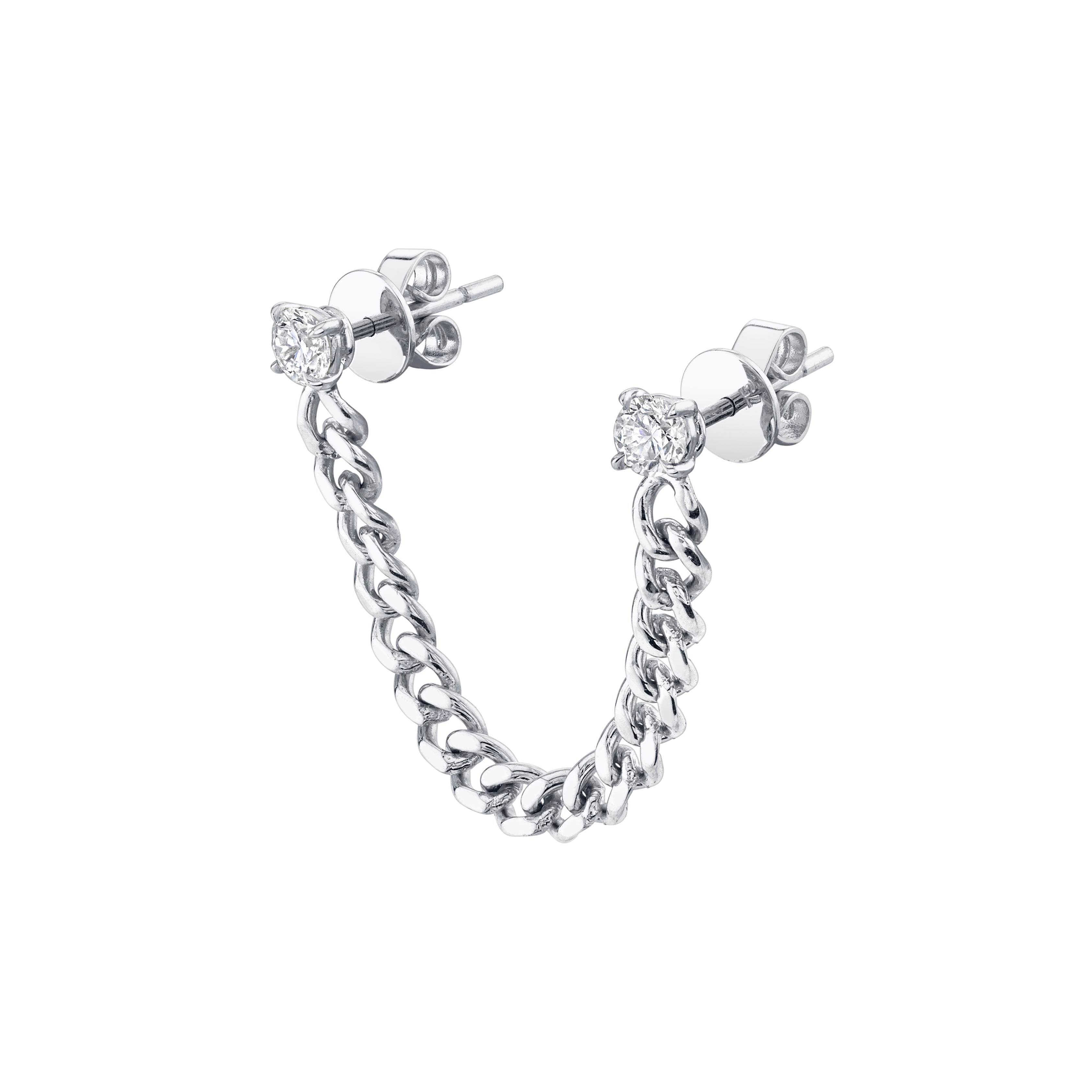CUBAN LINK DOUBLE-PIERCING EARRING WITH ROUND DIAMONDS 3 CUBAN LINK DOUBLE-PIERCING EARRING WITH ROUND DIAMONDS