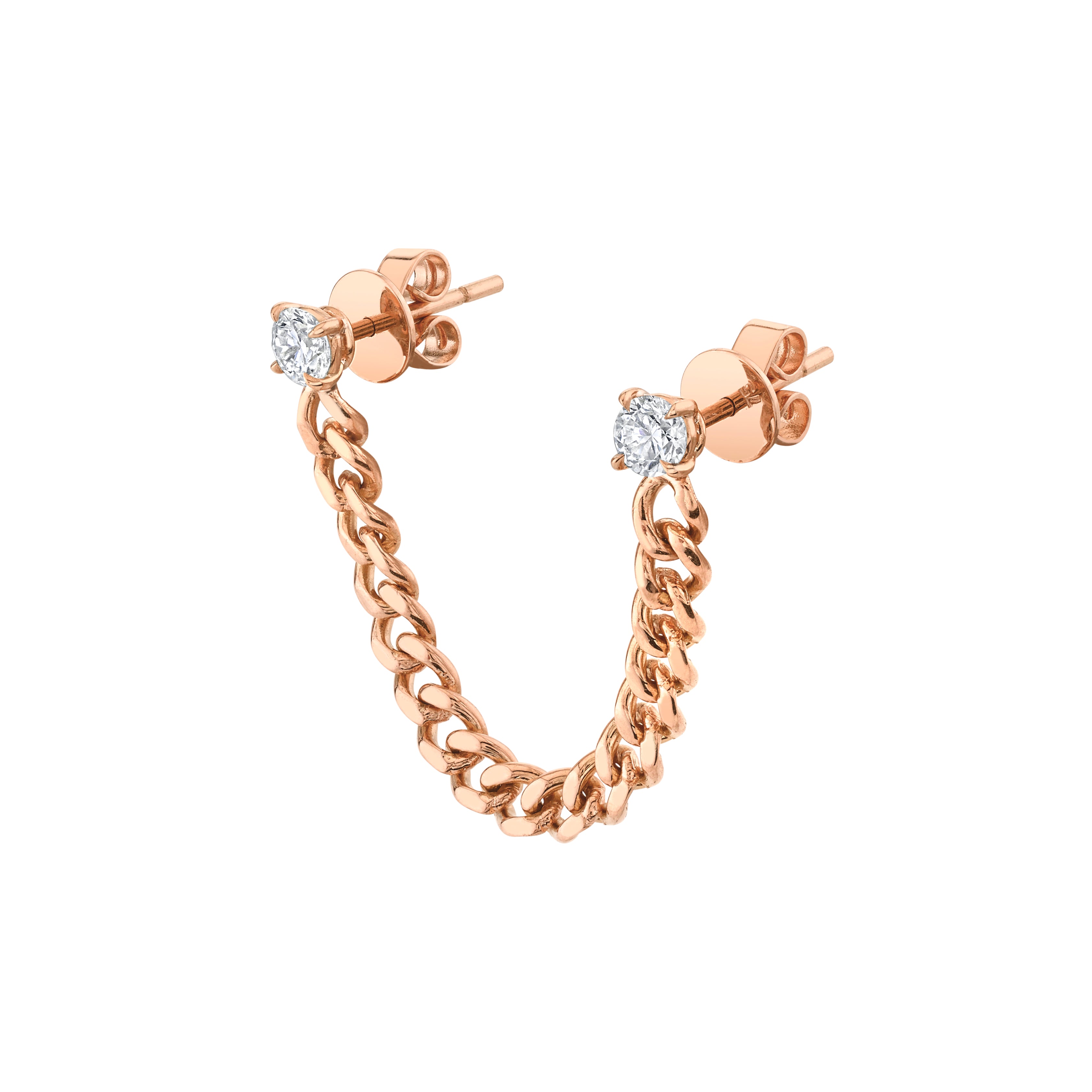 CUBAN LINK DOUBLE-PIERCING EARRING WITH ROUND DIAMONDS 4 CUBAN LINK DOUBLE-PIERCING EARRING WITH ROUND DIAMONDS