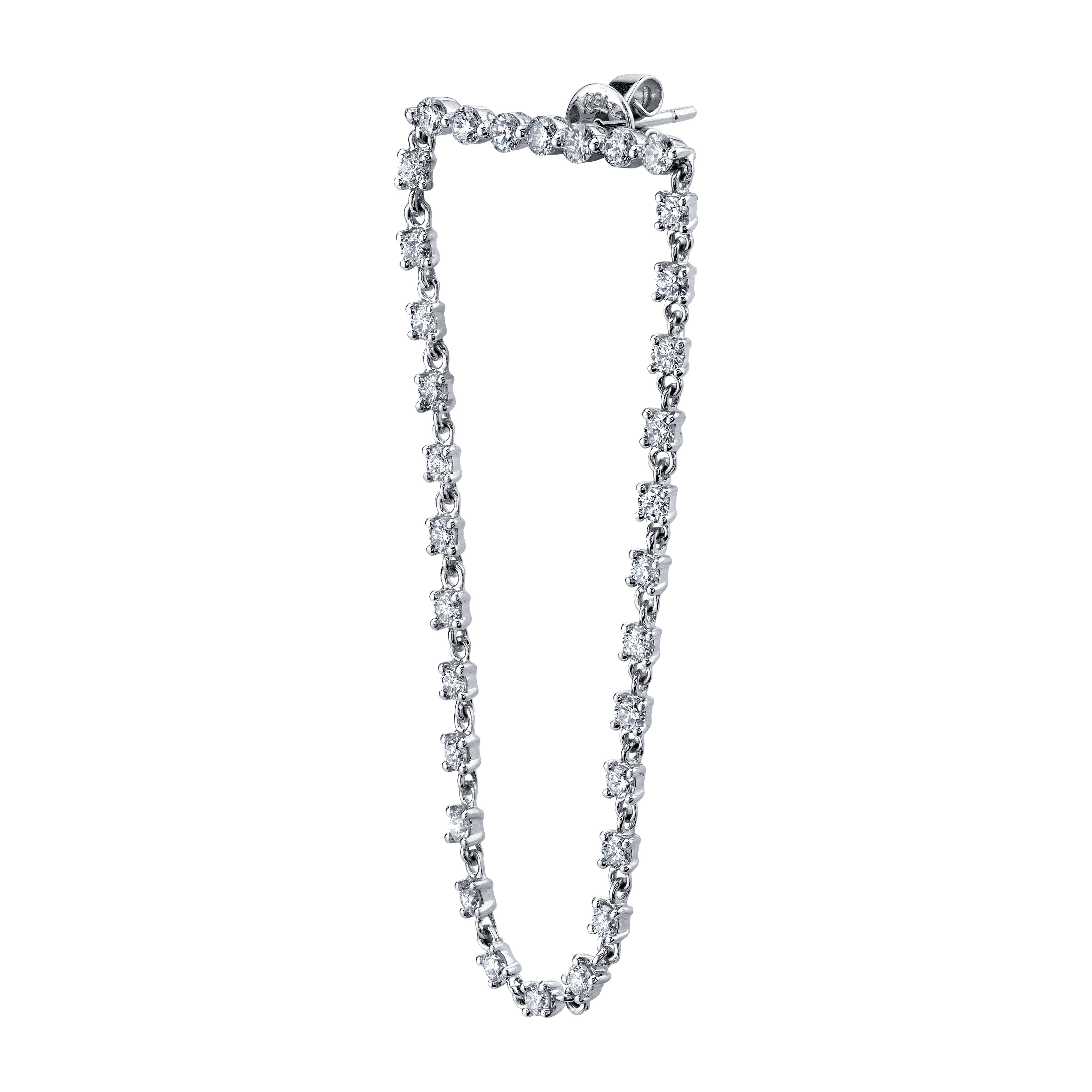 LONG BAR DIAMOND LOOP EARRINGS