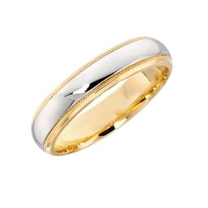 18K Solid Yellow Gold and Platinum Mens and Womens Wedding Bands