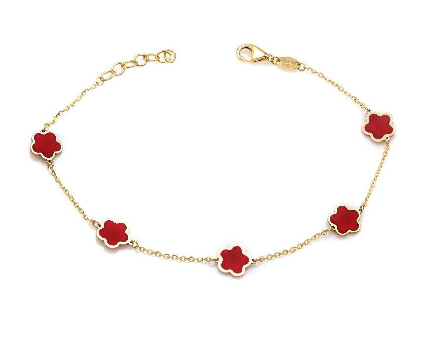 14K Yellow Gold Turquoise Daisy Blossom Bracelet