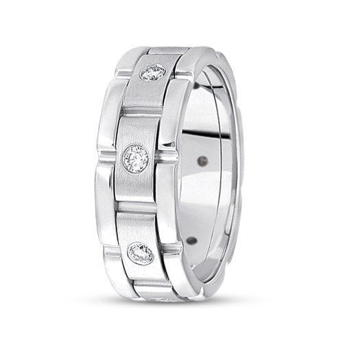 Rolex Style Diamond Mens Wedding Bands