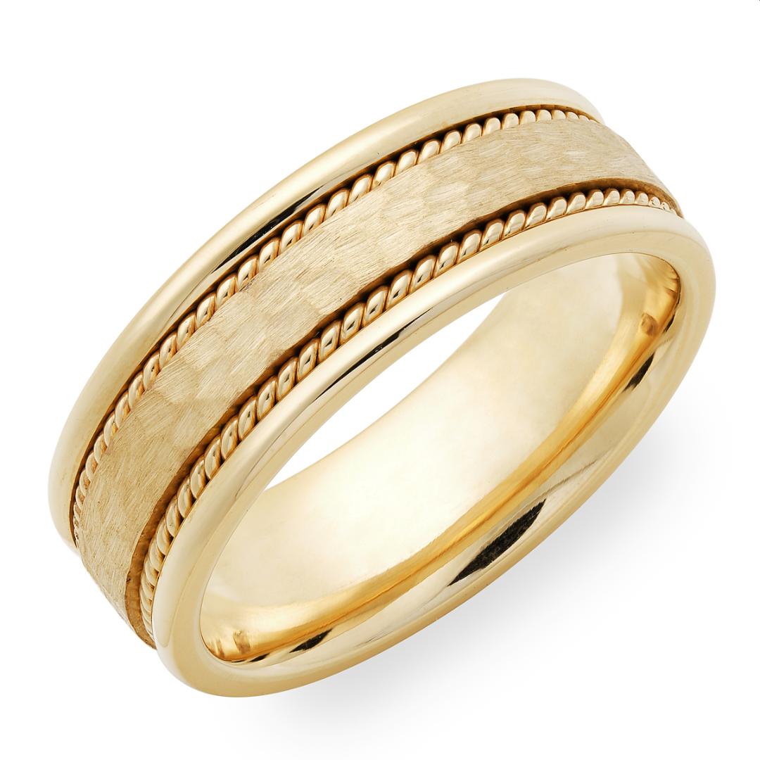 Hammered Finish Handmade Mens Wedding Bands