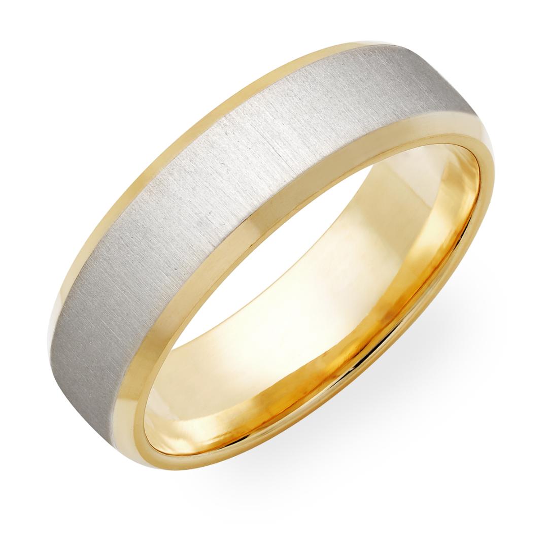 6mm 10K 14K 18K Two Tone Gold Mens Wedding Bands