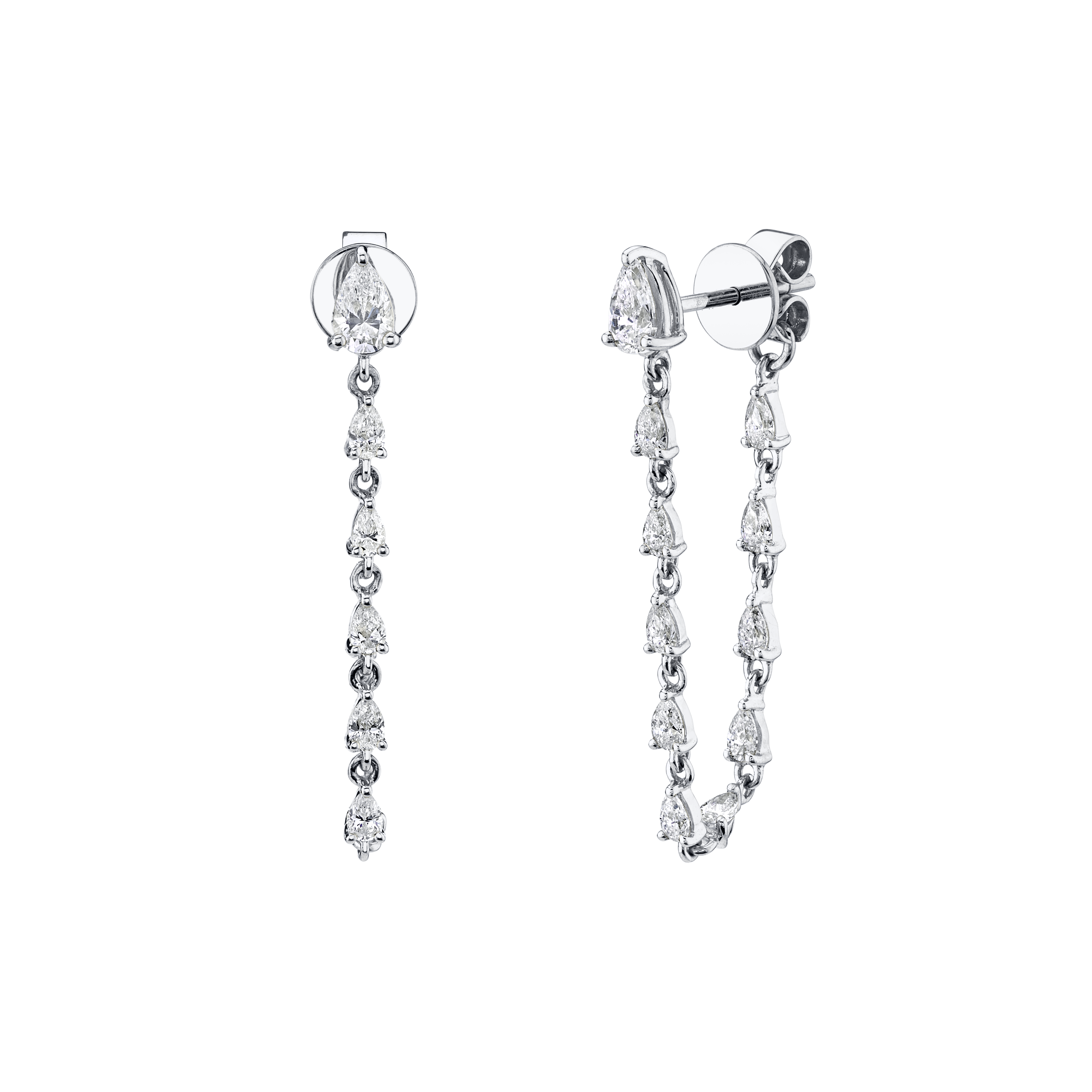 DIAMOND PEAR LOOP EARRINGS WITH PEAR STUD