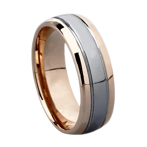 14K Solid White and Rose Gold Wedding Bands