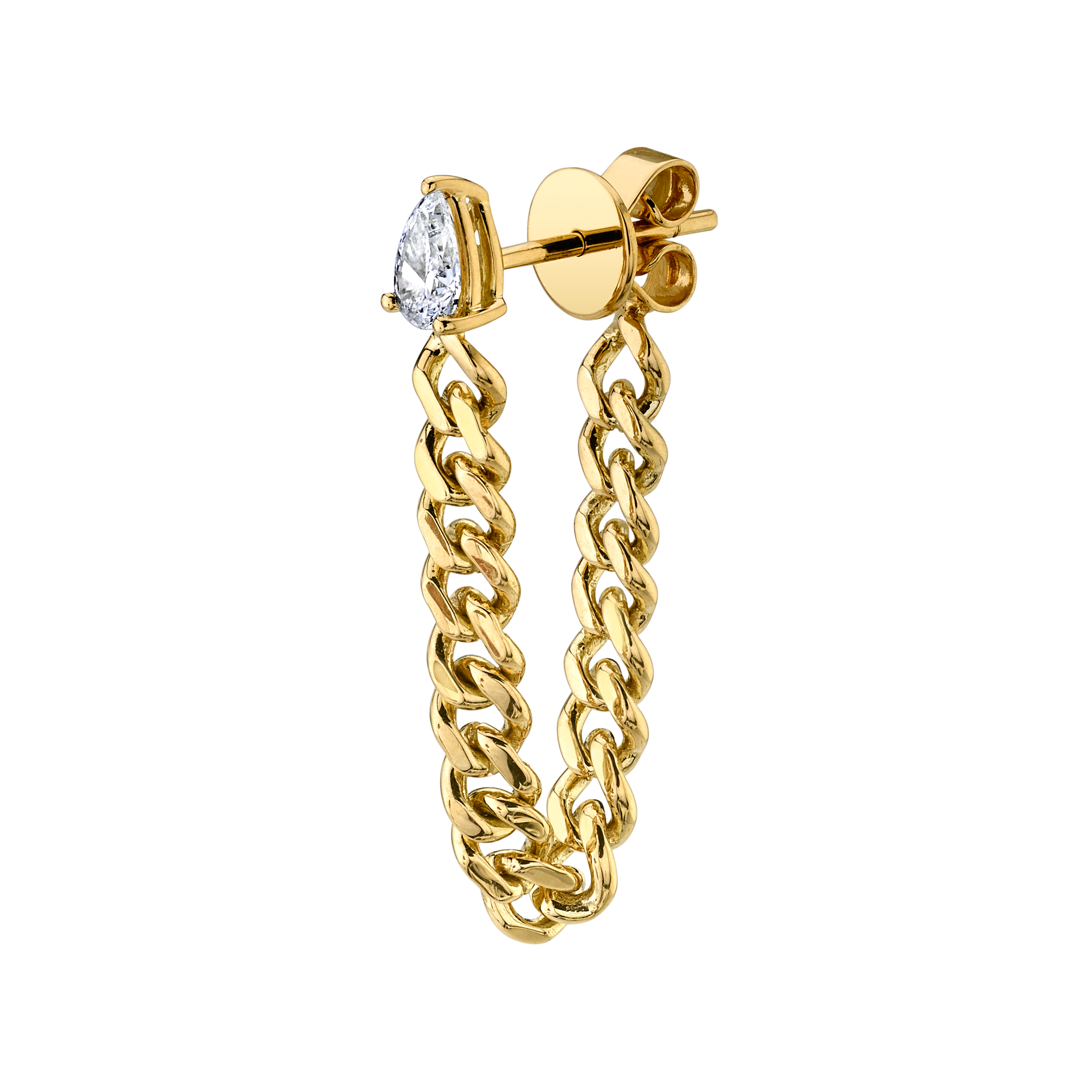 PEAR DIAMOND CUBAN LINK LOOP EARRING